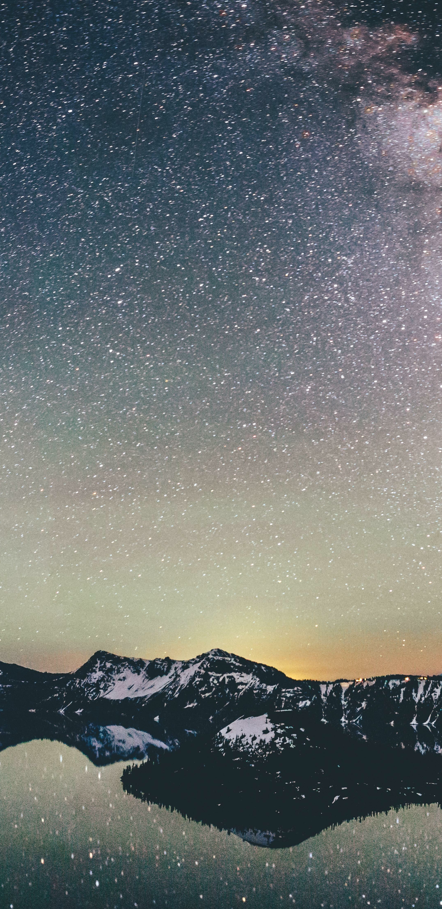 Download mobile wallpaper Nature, Sky, Night, Reflection, Milky Way, Sci Fi, Oregon, Crater Lake for free.