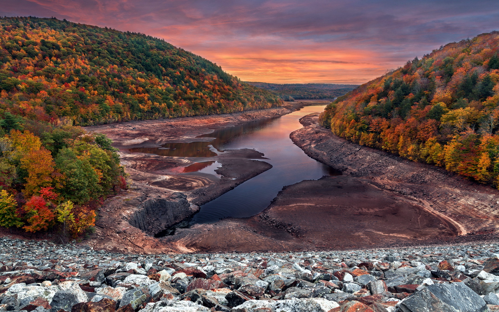 Handy-Wallpaper Herbst, Wald, Fluss, Erde/natur kostenlos herunterladen.