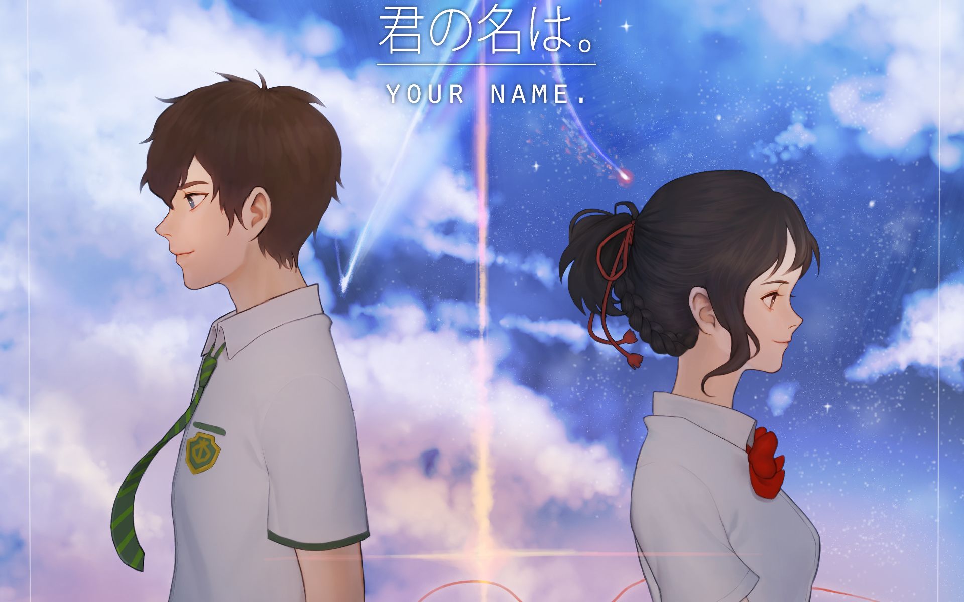 Download mobile wallpaper Anime, Your Name, Mitsuha Miyamizu, Taki Tachibana for free.