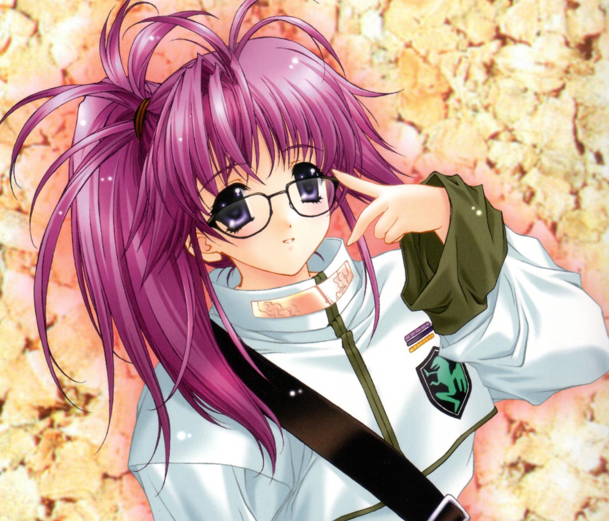 Free download wallpaper Anime, Glasses, Original, Purple Eyes, Purple Hair, Ponytail on your PC desktop