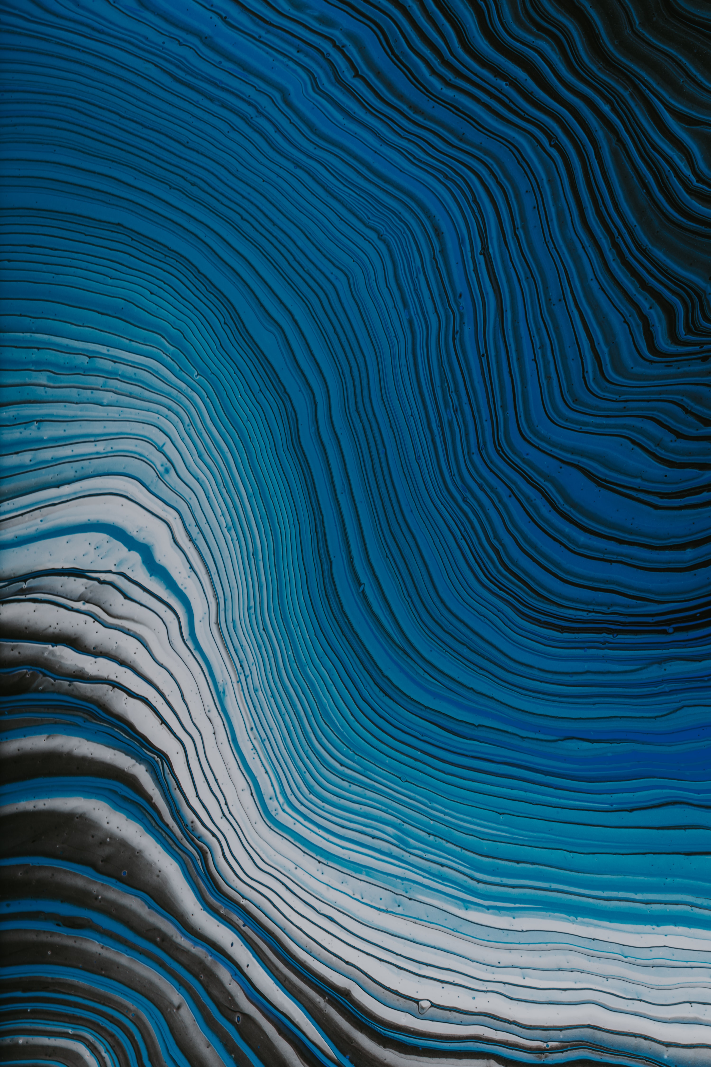 liquid, abstract, waves, paint, blue UHD