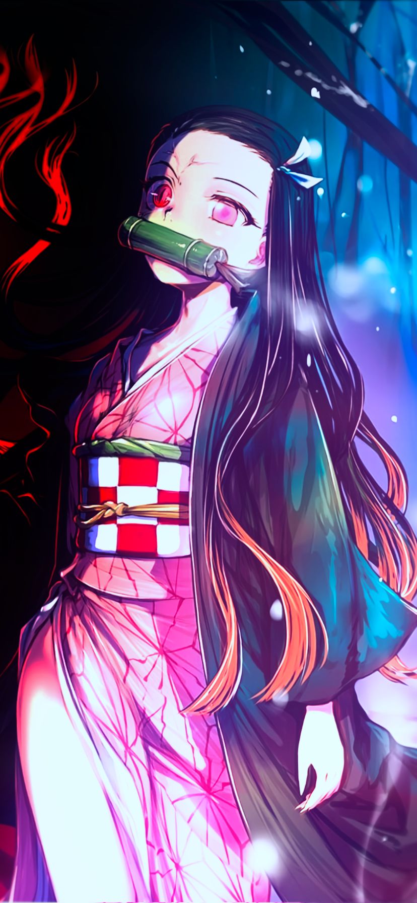 Handy-Wallpaper Animes, Nezuko Kamado, Demon Slayer kostenlos herunterladen.