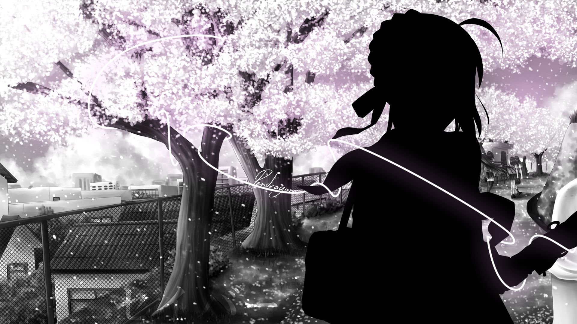Descarga gratuita de fondo de pantalla para móvil de Fate/zero, Sable (Serie Destino), Serie Del Destino, Florecer, Sakura, Árbol, Noche, Animado.