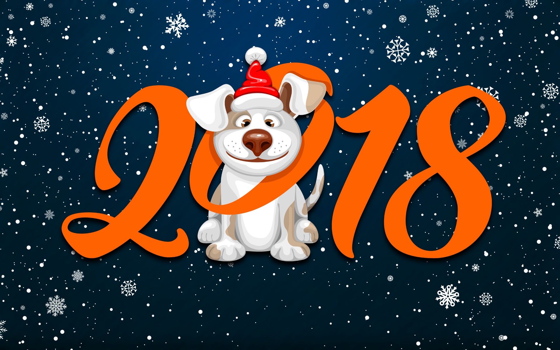 875211 descargar imagen día festivo, nuevo año 2018, año nuevo chino, perro, sombrero de santa, copo de nieve: fondos de pantalla y protectores de pantalla gratis