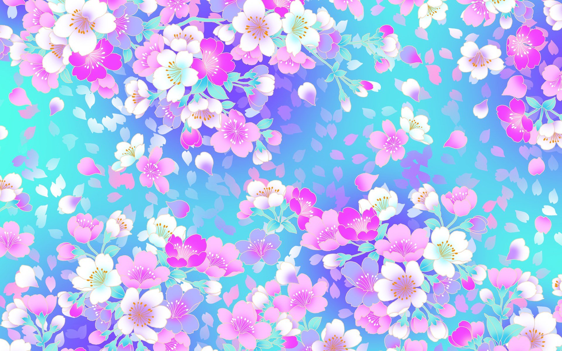 Скачати мобільні шпалери Квітка, Синій, Художній, Квітковий, Біла Квітка, Рожева Квітка, Флауерзи безкоштовно.