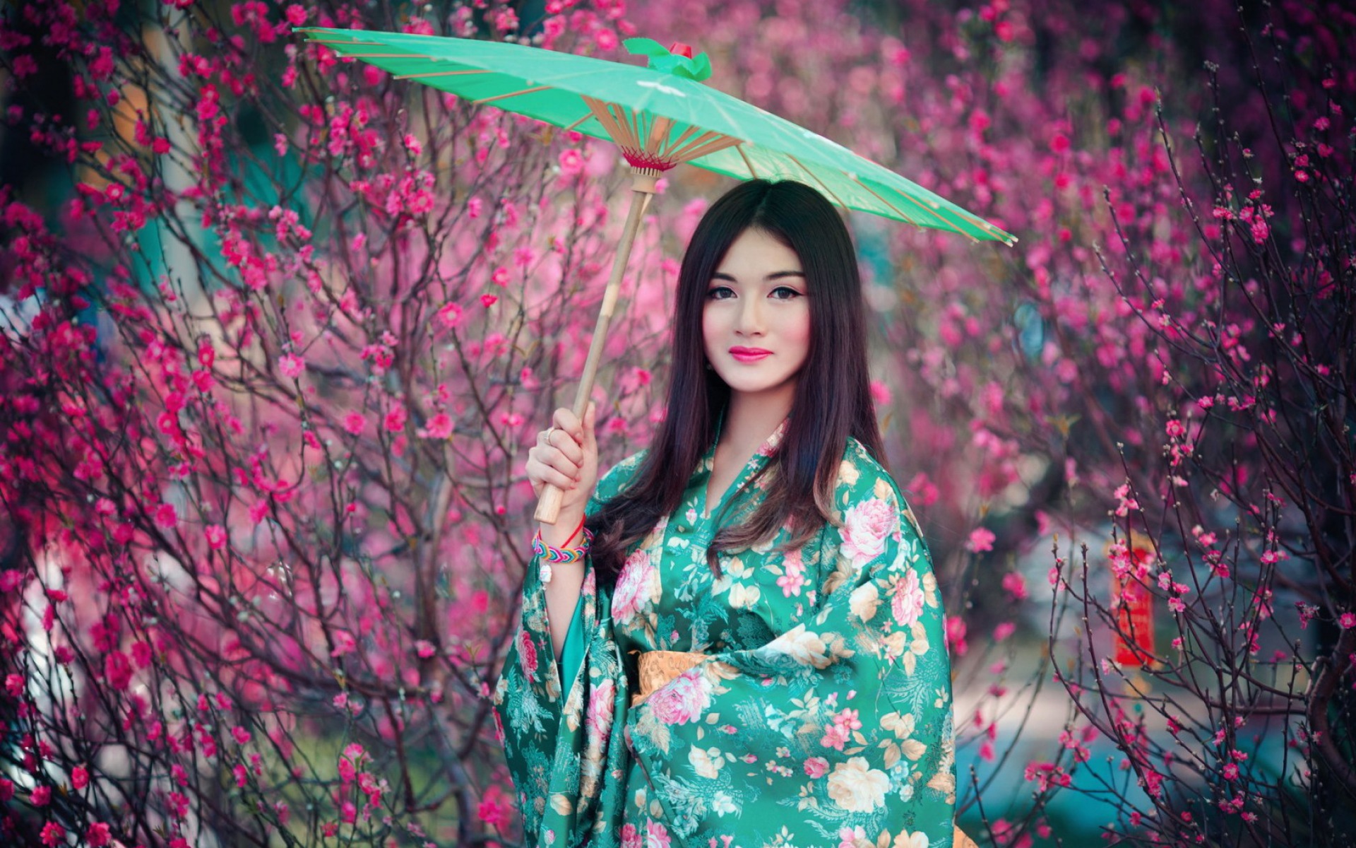 Download mobile wallpaper Umbrella, Kimono, Women, Asian for free.