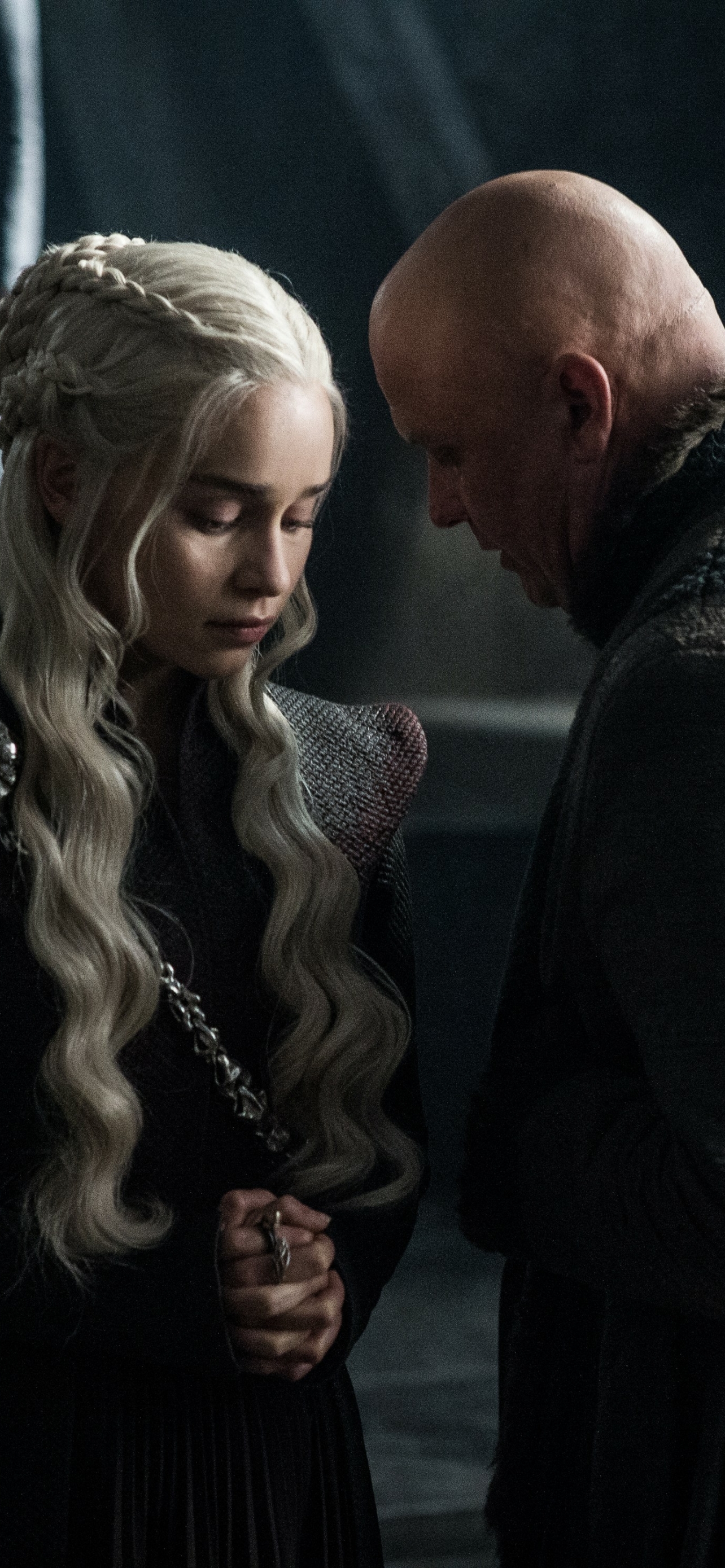 Handy-Wallpaper Fernsehserien, Game Of Thrones: Das Lied Von Eis Und Feuer, Daenerys Targaryen, Emilia Clarke, Lord Varys, Conleth Hügel kostenlos herunterladen.