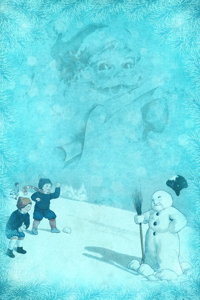 Download mobile wallpaper Snowman, Christmas, Holiday, Vintage, Child, Santa for free.