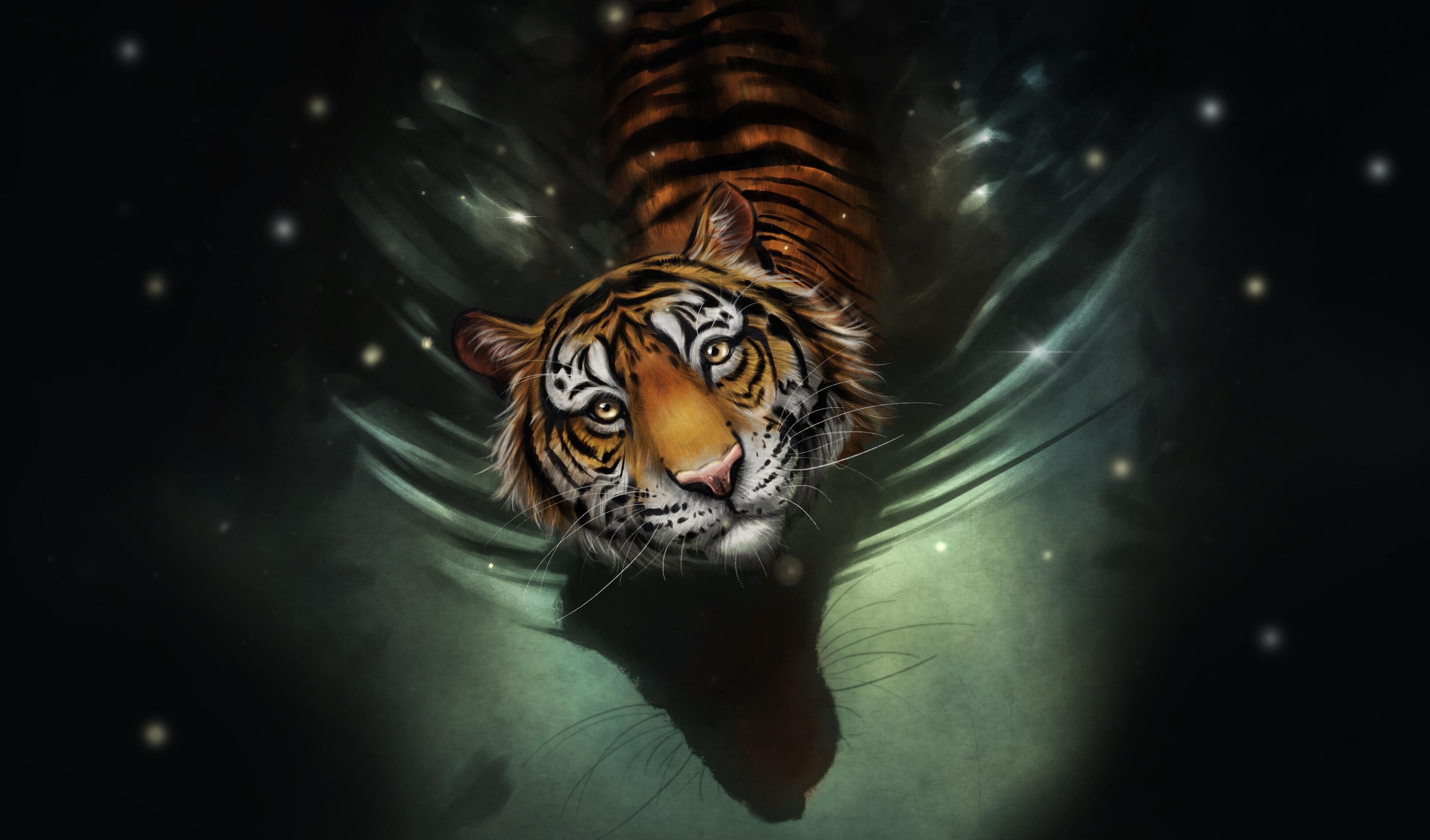 無料モバイル壁紙水, ファンタジー, 虎, ファンタジー動物をダウンロードします。
