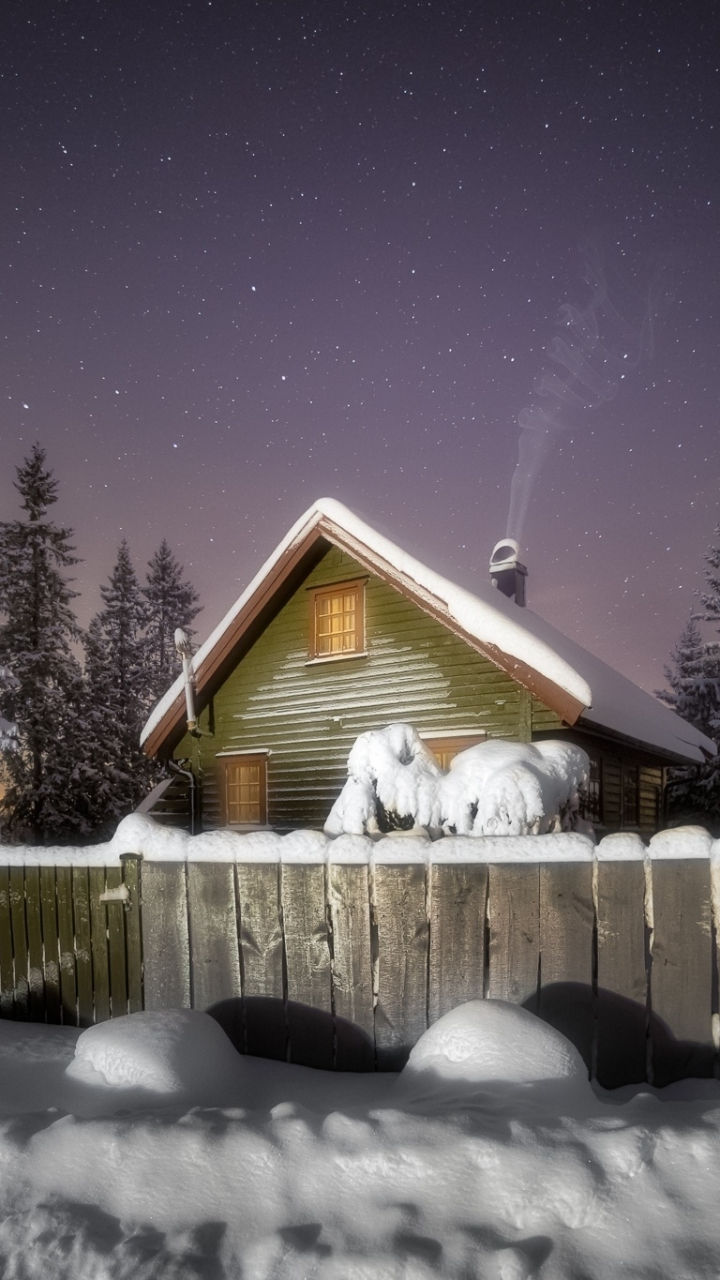 Download mobile wallpaper Winter, Snow, House, Fence, Man Made for free.