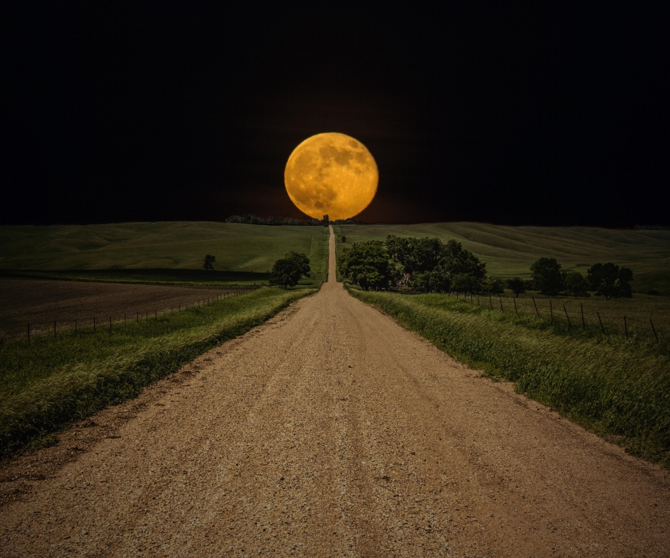 Download mobile wallpaper Landscape, Night, Moon, Earth, Field, Scenic for free.