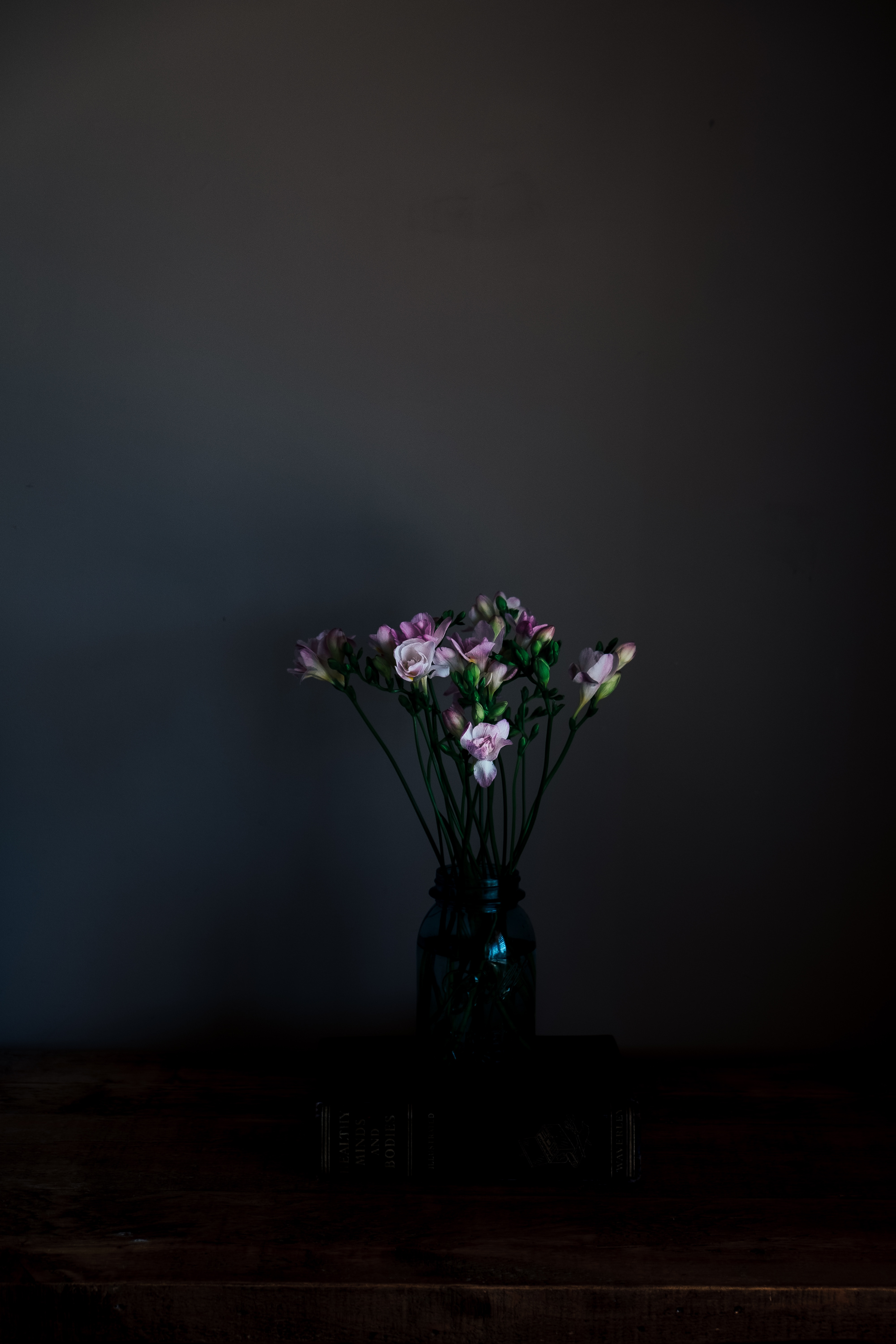 flowers, dark, vase, bouquet