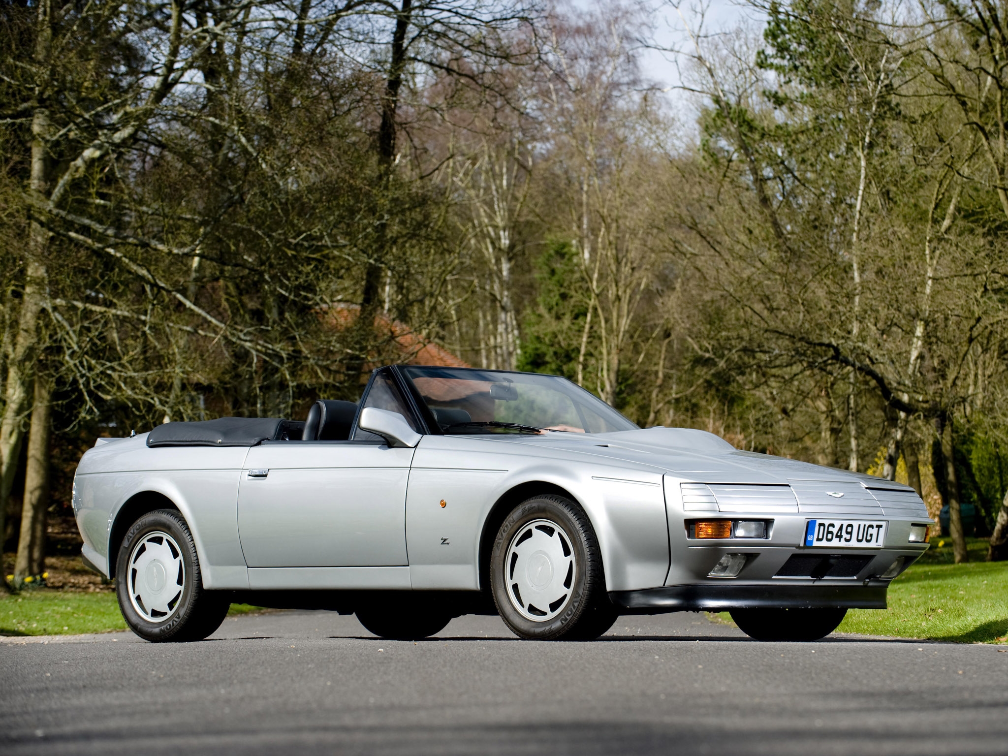 retro, auto, aston martin, cars, side view, silver, v8, volante, 1988, zagato