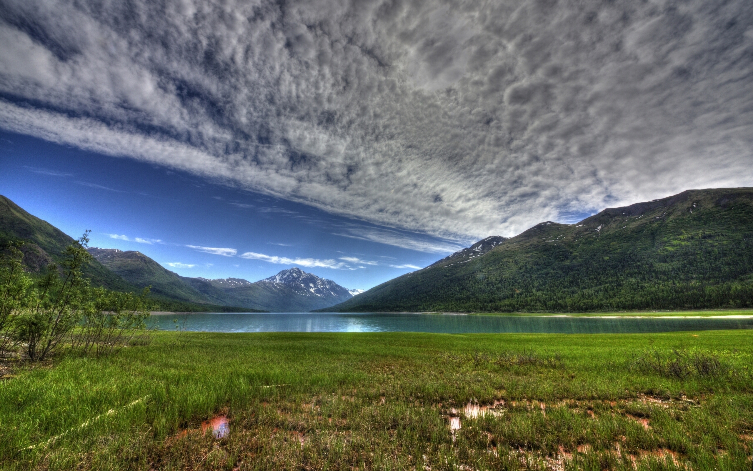 Laden Sie das Hdr, Ekluthna See, Elutna See, Alaska, Natur, Sky, Mountains-Bild kostenlos auf Ihren PC-Desktop herunter