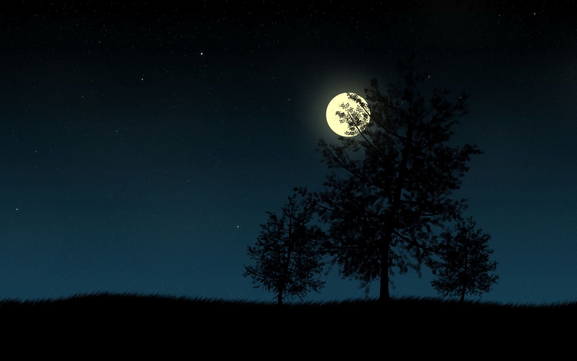 Скачать обои бесплатно Ночь, Луна, Дерево, Земля/природа картинка на рабочий стол ПК
