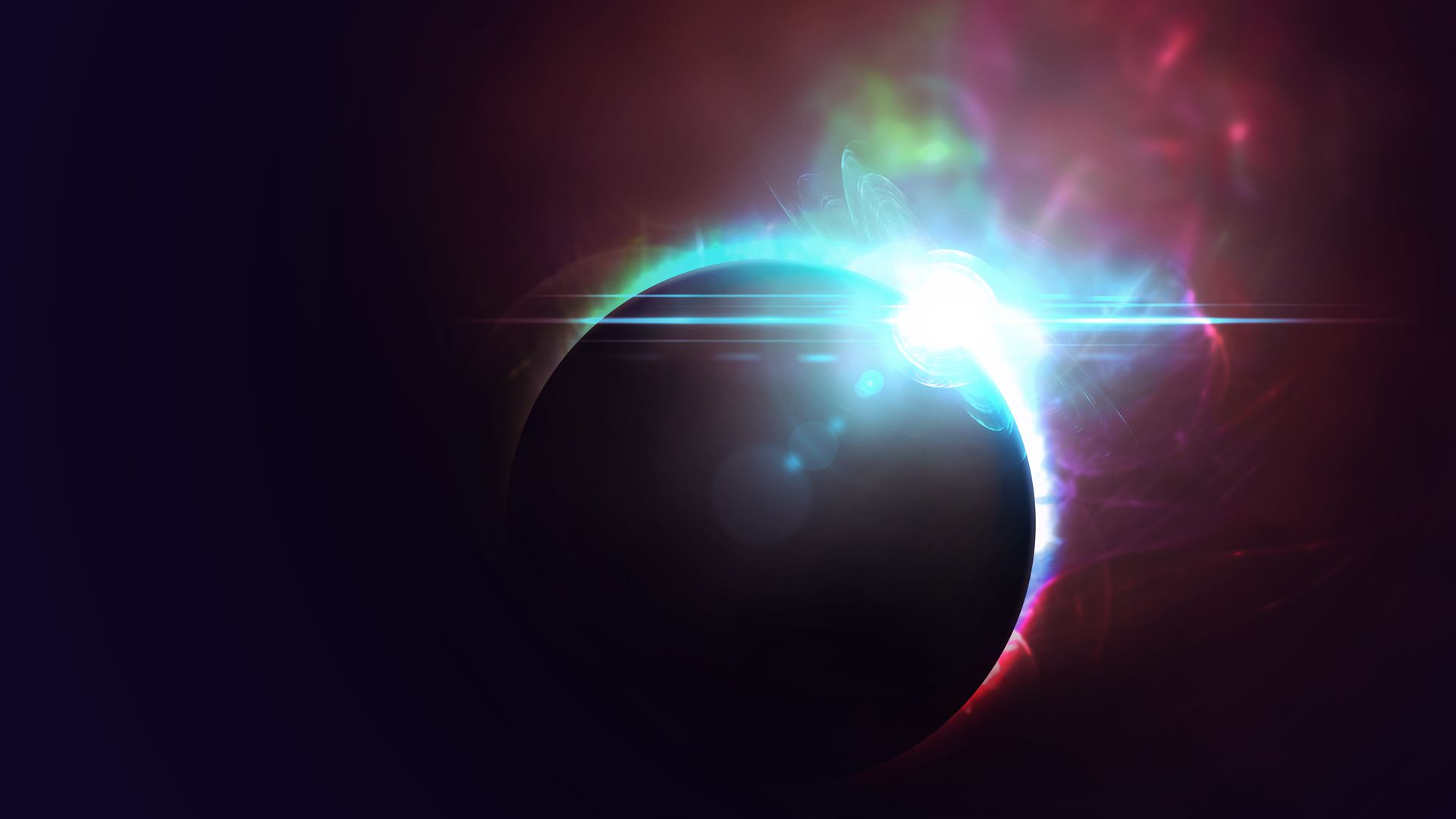 black, abstract, eclipse, space