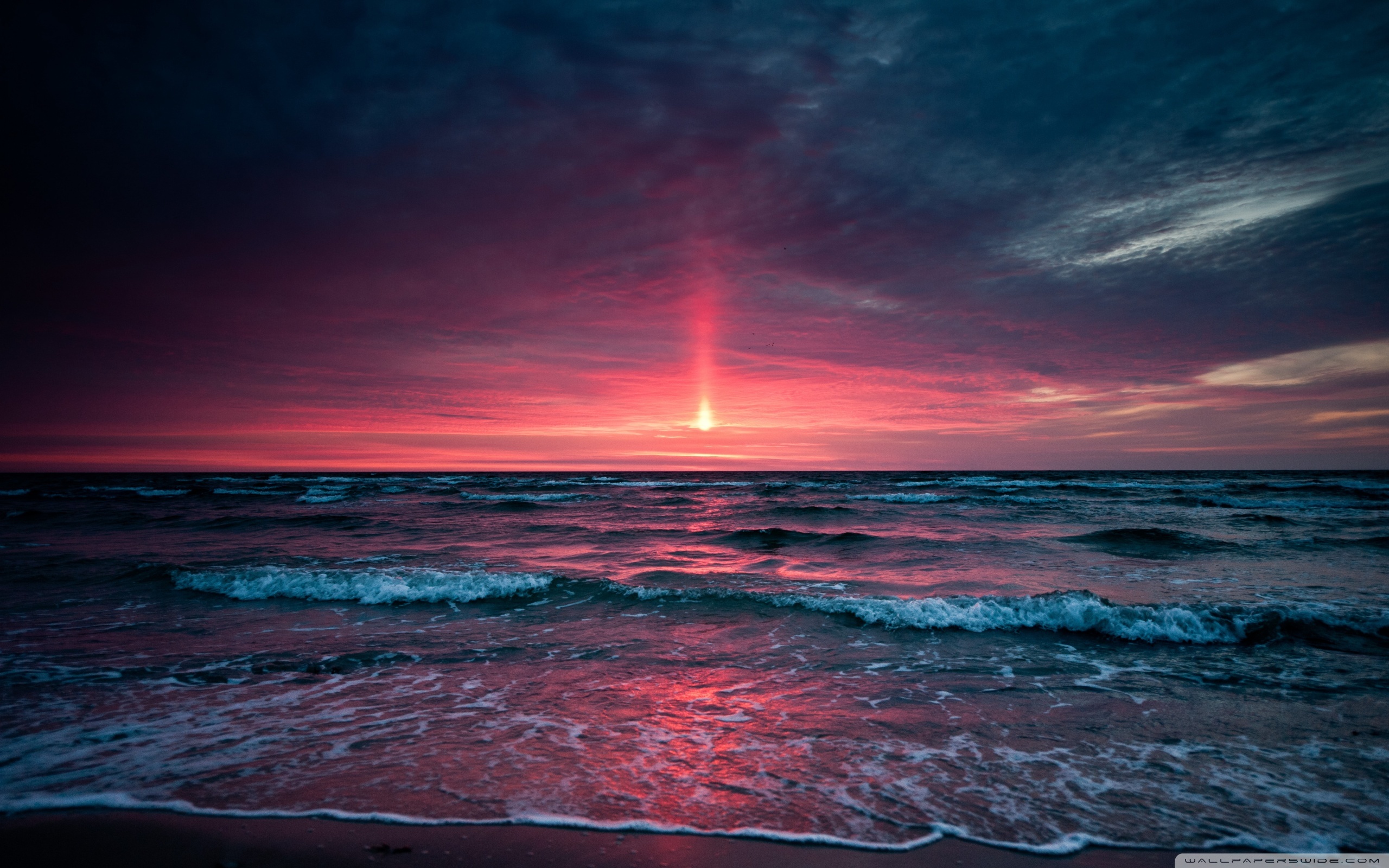 Free download wallpaper Landscape, Sunset, Sea, Waves, Beach on your PC desktop