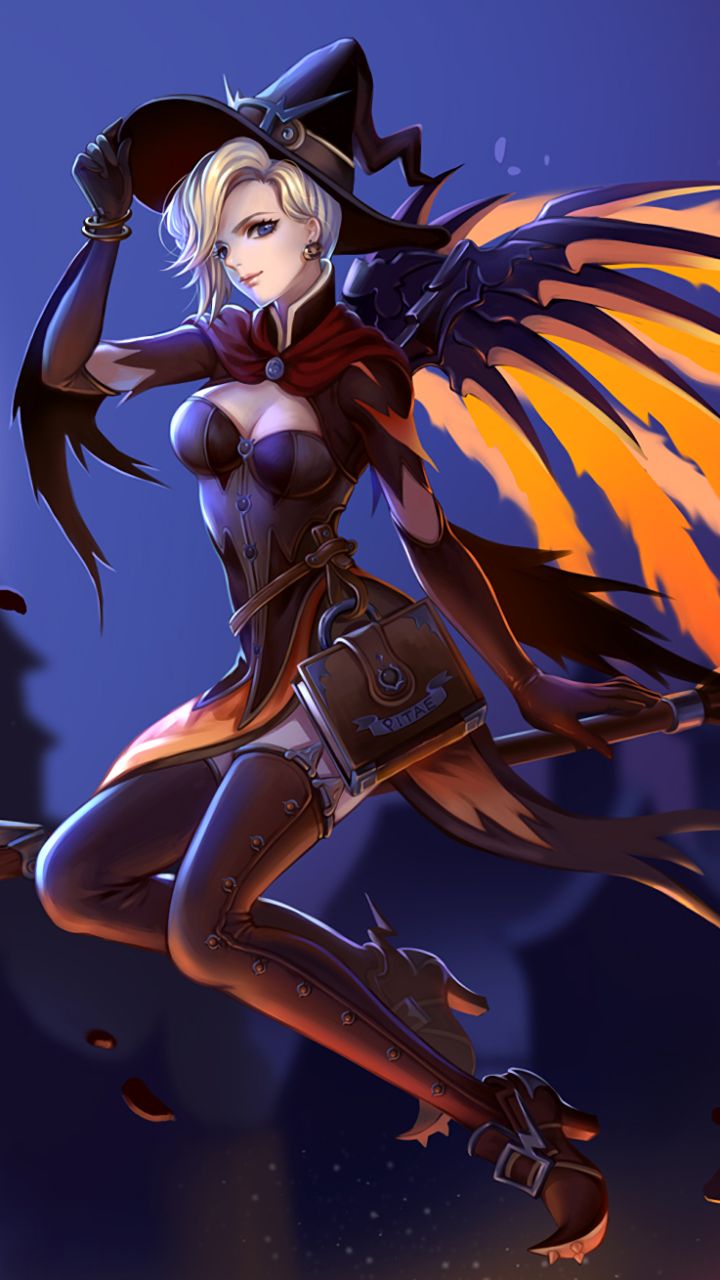 Download mobile wallpaper Halloween, Overwatch, Video Game, Mercy (Overwatch) for free.