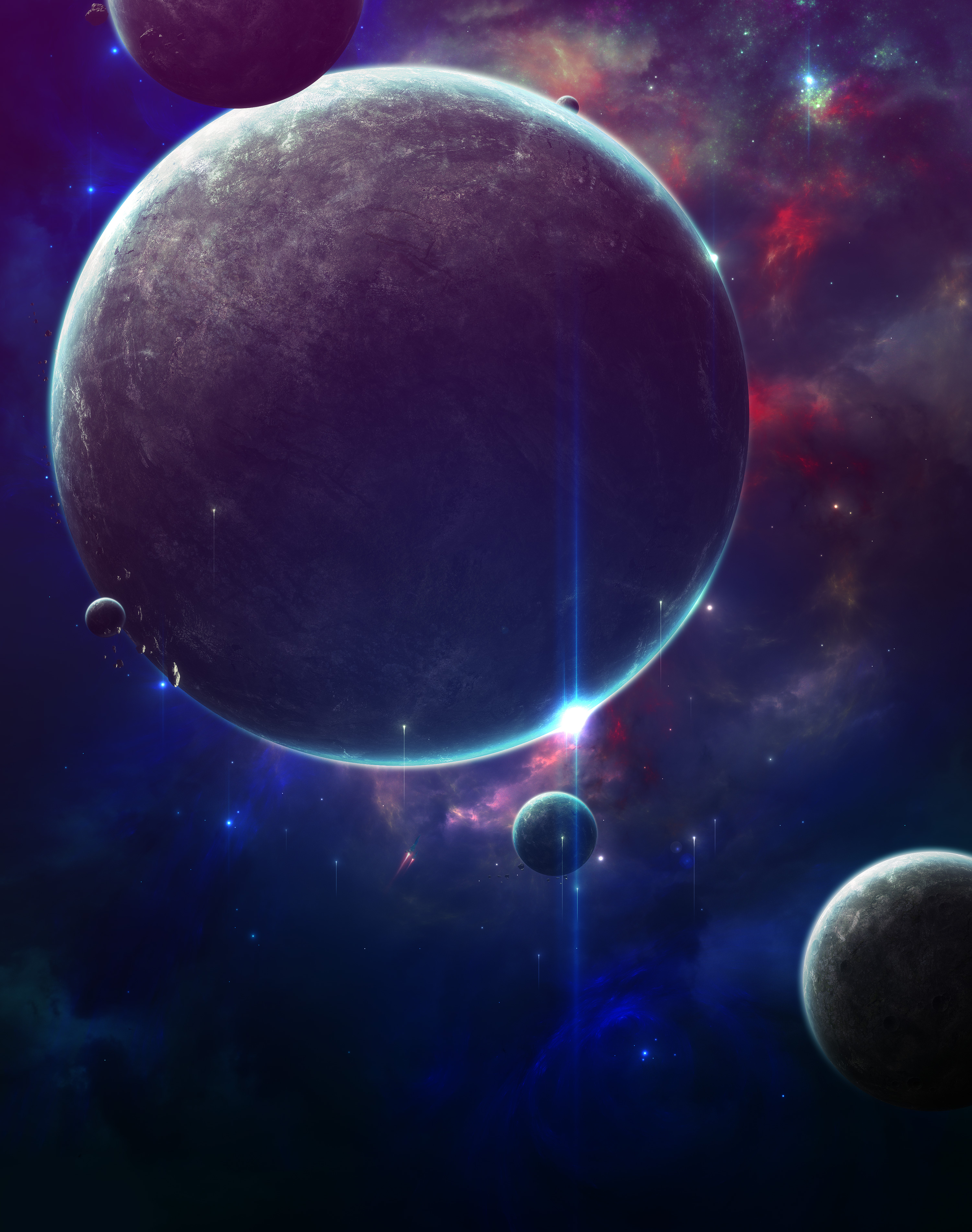flash, shining, planets, universe wallpaper for mobile