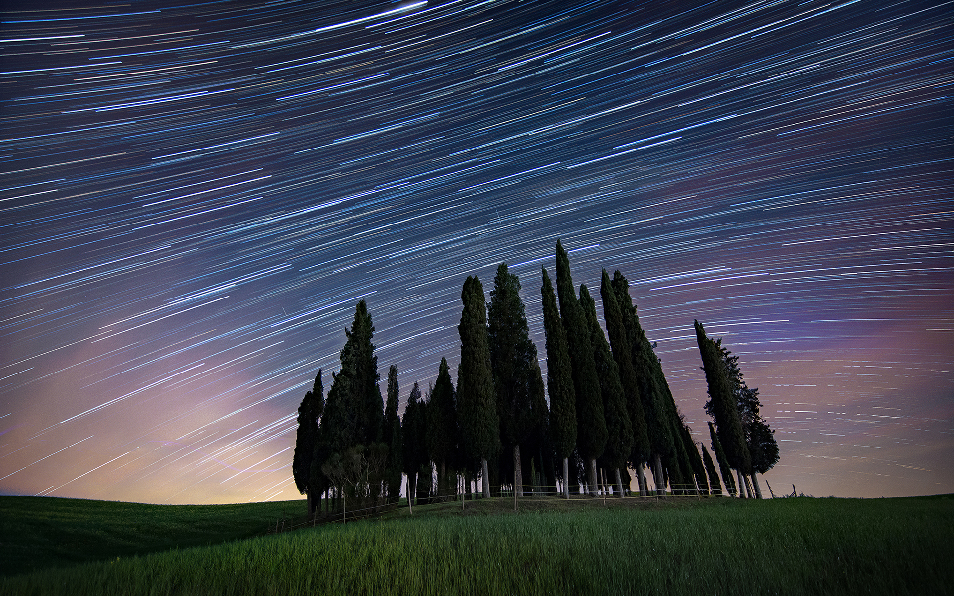 Free download wallpaper Nature, Sky, Tree, Earth, Star Trail on your PC desktop