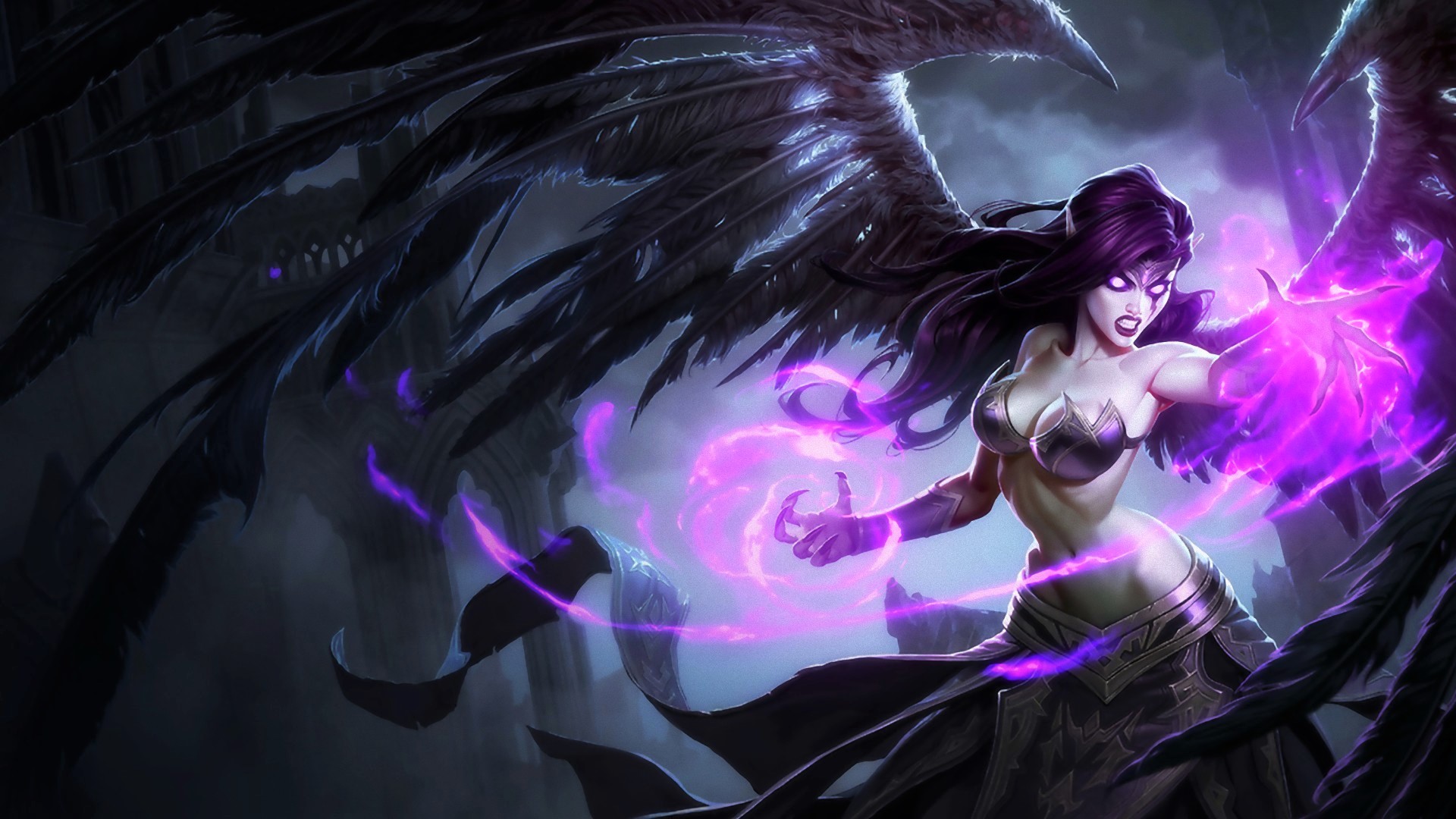 Download mobile wallpaper League Of Legends, Purple, Video Game, Morgana (League Of Legends) for free.