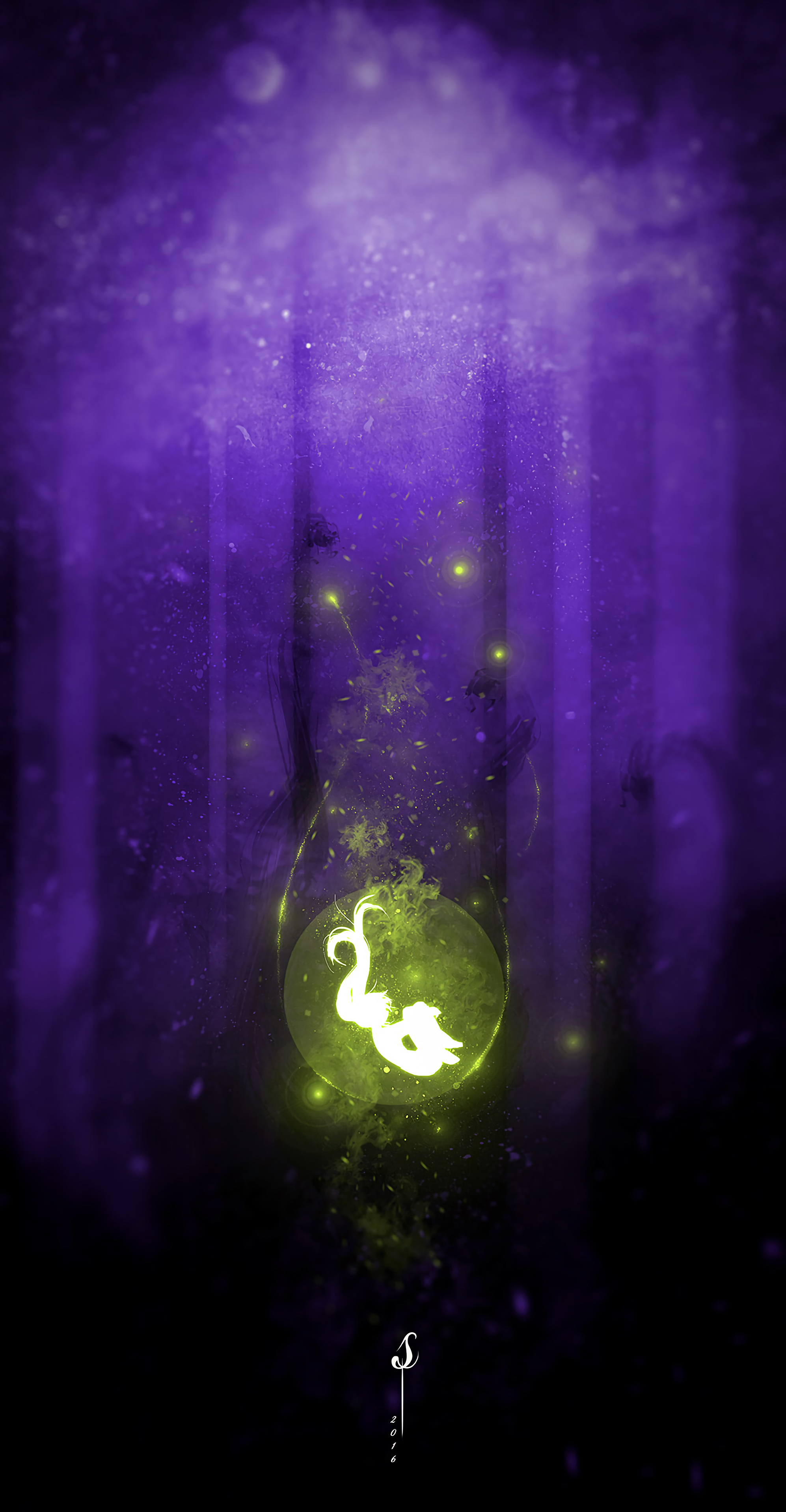 Download mobile wallpaper Magic, Ball, Glow, Silhouette, Art for free.