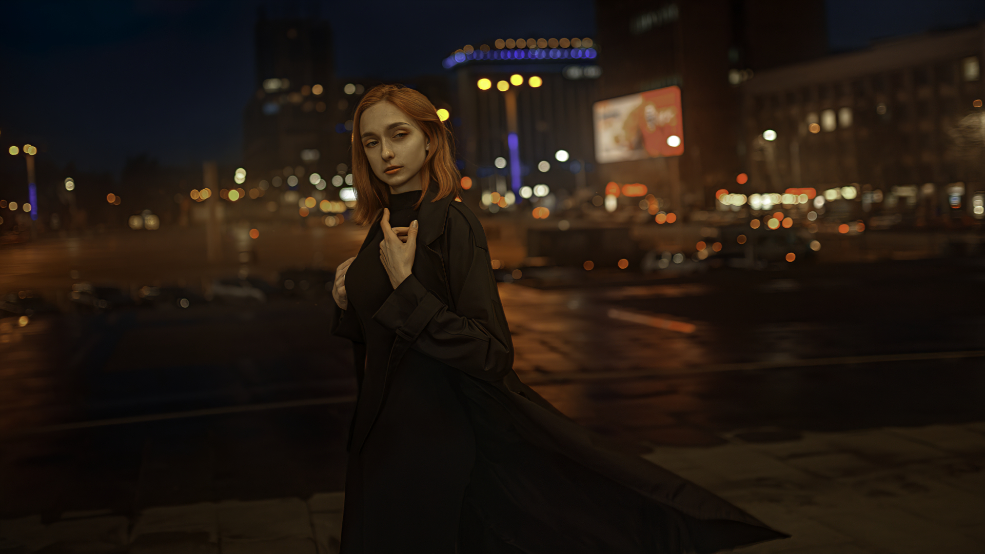 Download mobile wallpaper Night, City, Model, Women, Depth Of Field for free.