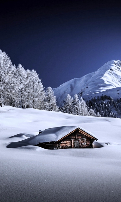 Handy-Wallpaper Landschaft, Winter, Natur, Schnee, Berg, Haus, Gebirge, Fotografie kostenlos herunterladen.