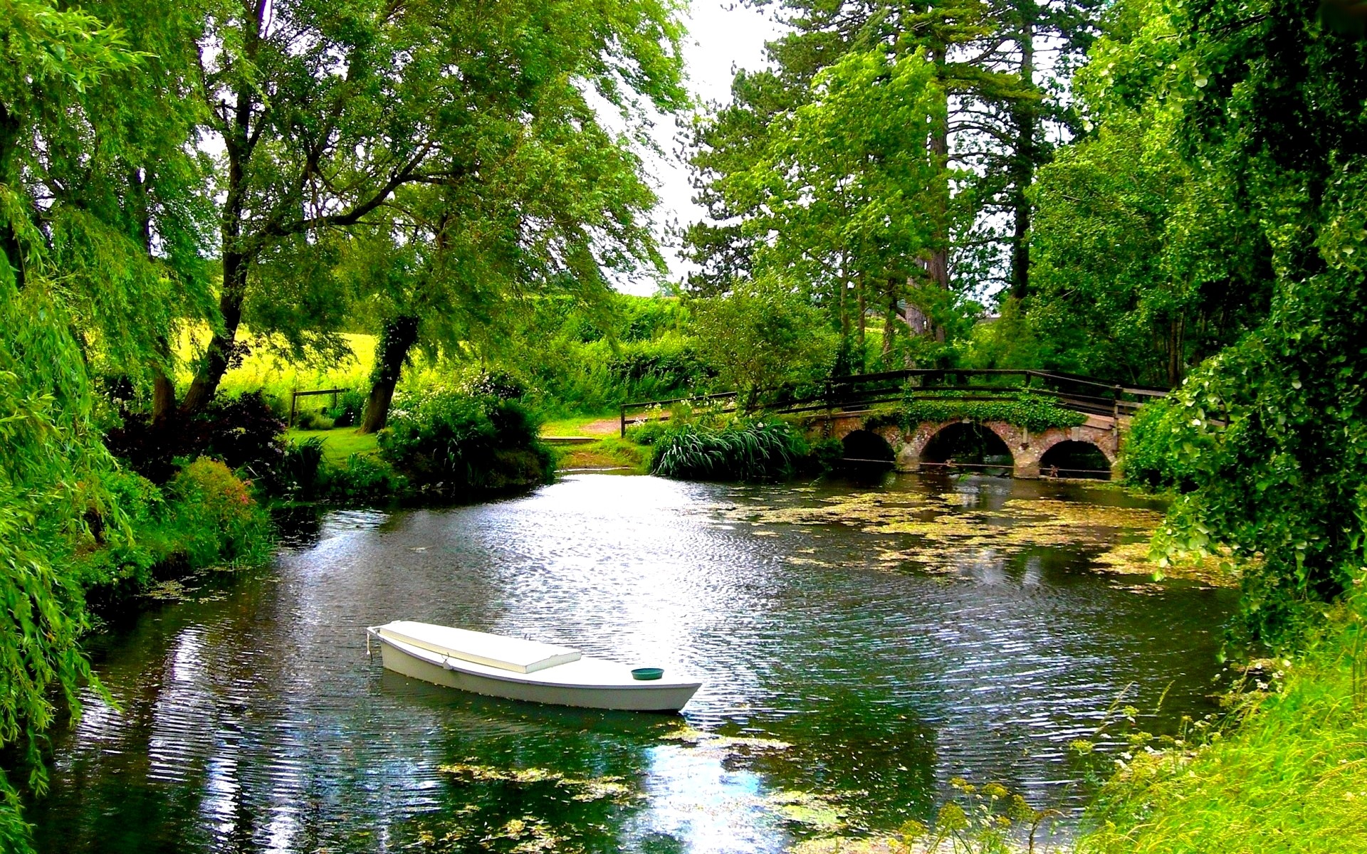 Download mobile wallpaper Lakes, Lake, Park, Tree, Bridge, Pond, Photography, Greenery for free.
