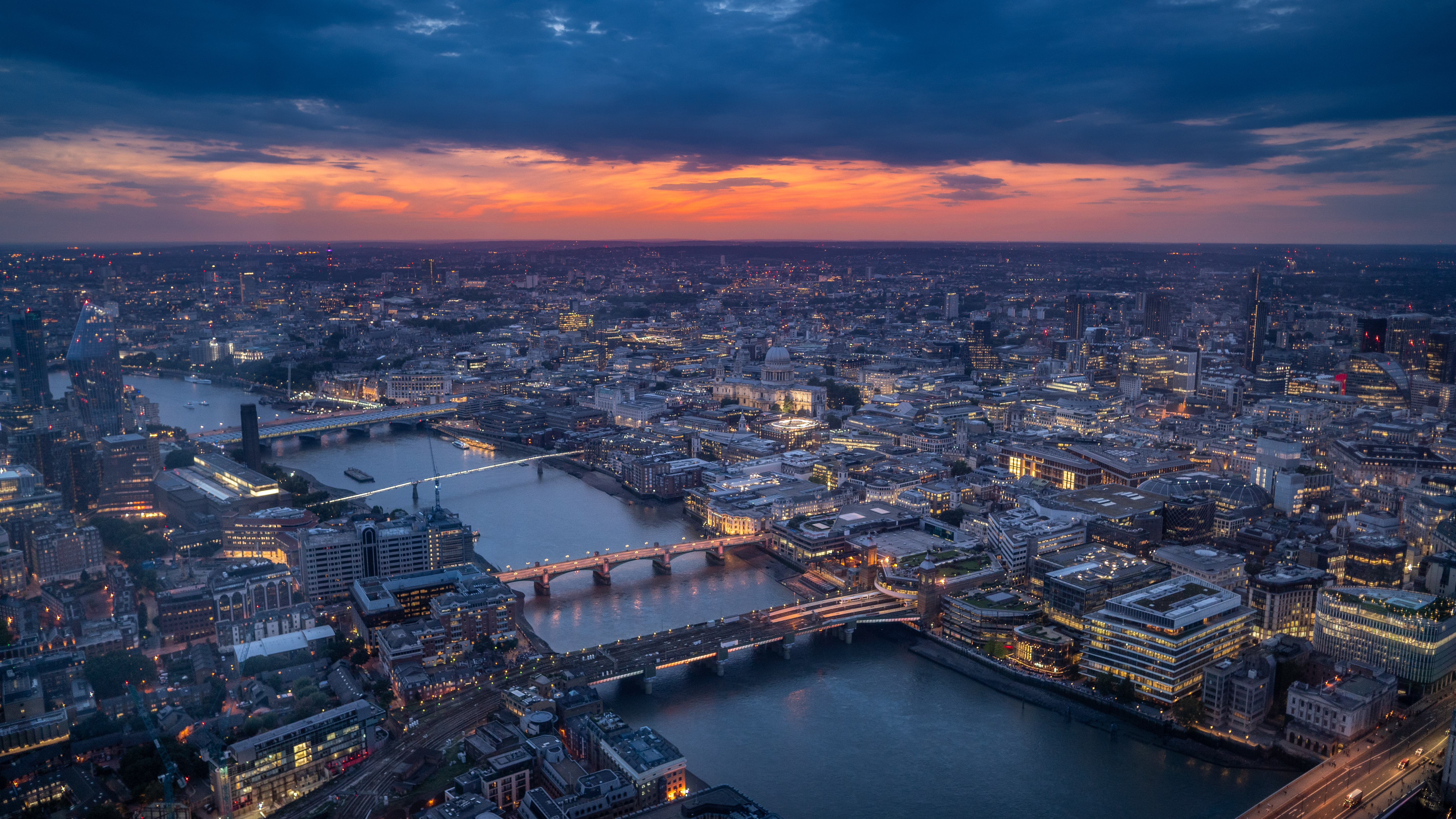 london, cities, architecture, building, night city, bridge Free Stock Photo