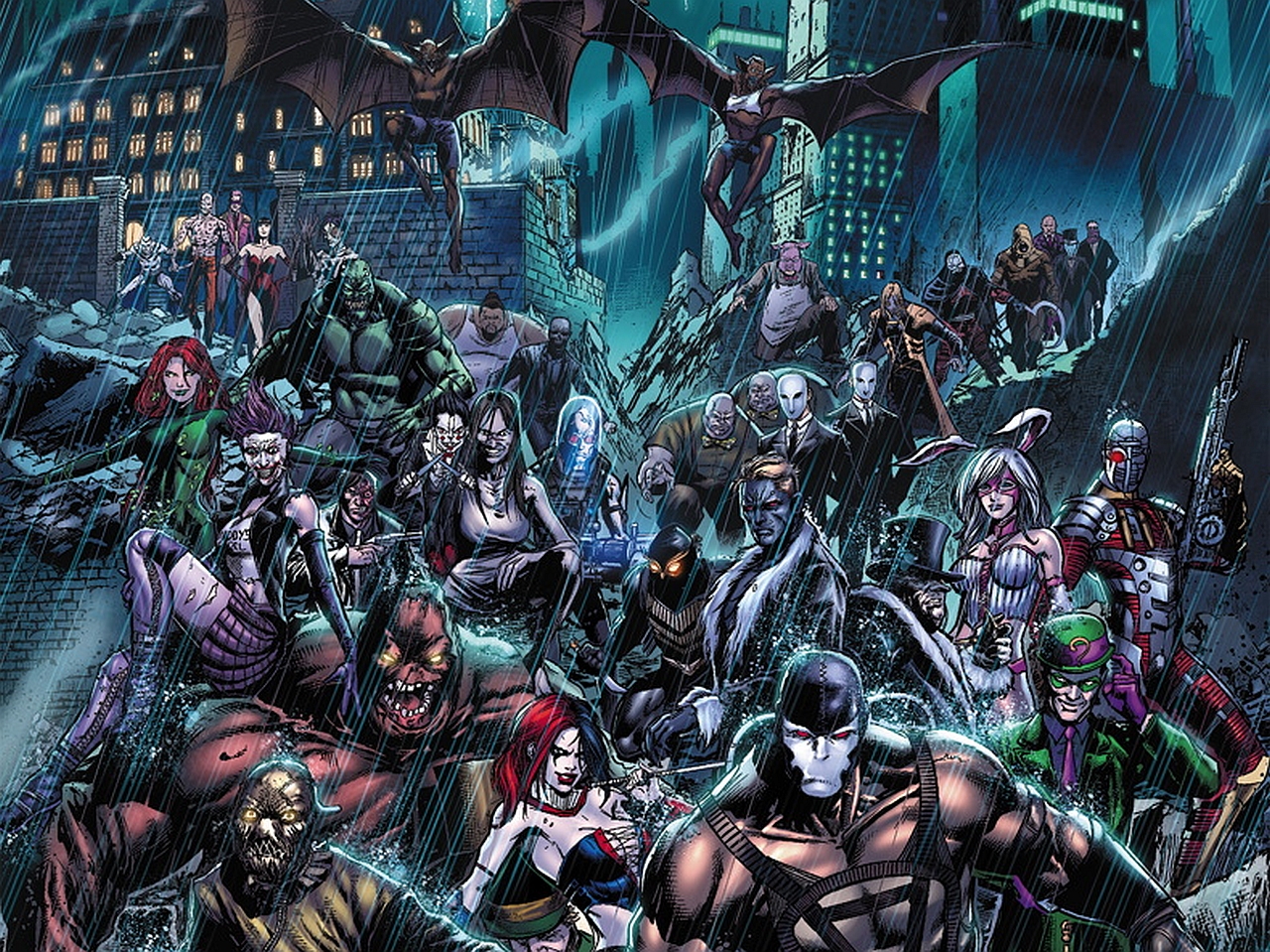 1475910 Hintergrundbild herunterladen comics, forever evil: arkham krieg, bane (dc comics), für immer böse, herr freeze (dc comics), riddler (dc comics) - Bildschirmschoner und Bilder kostenlos