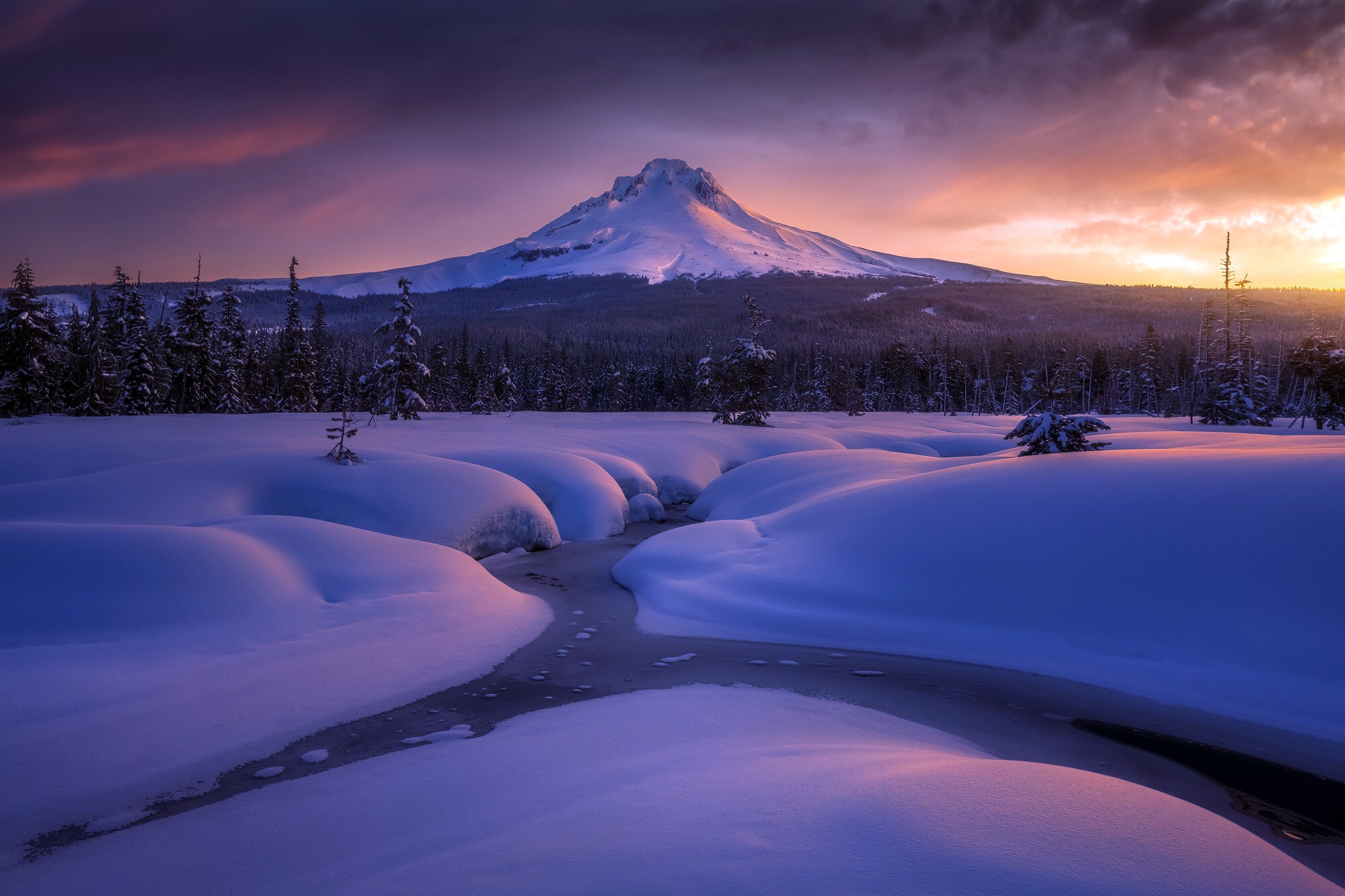 PCデスクトップに風景, 冬, 自然, 雪, 山, 地球, ストリーム画像を無料でダウンロード