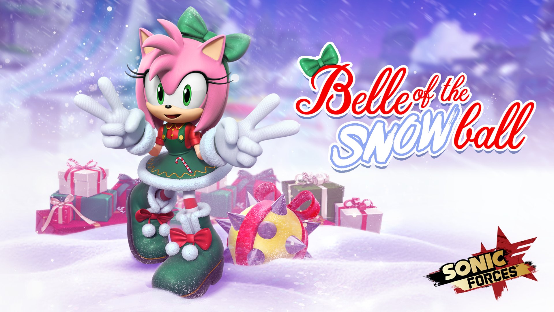 video game, sonic forces: speed battle, amy rose, christmas, snow