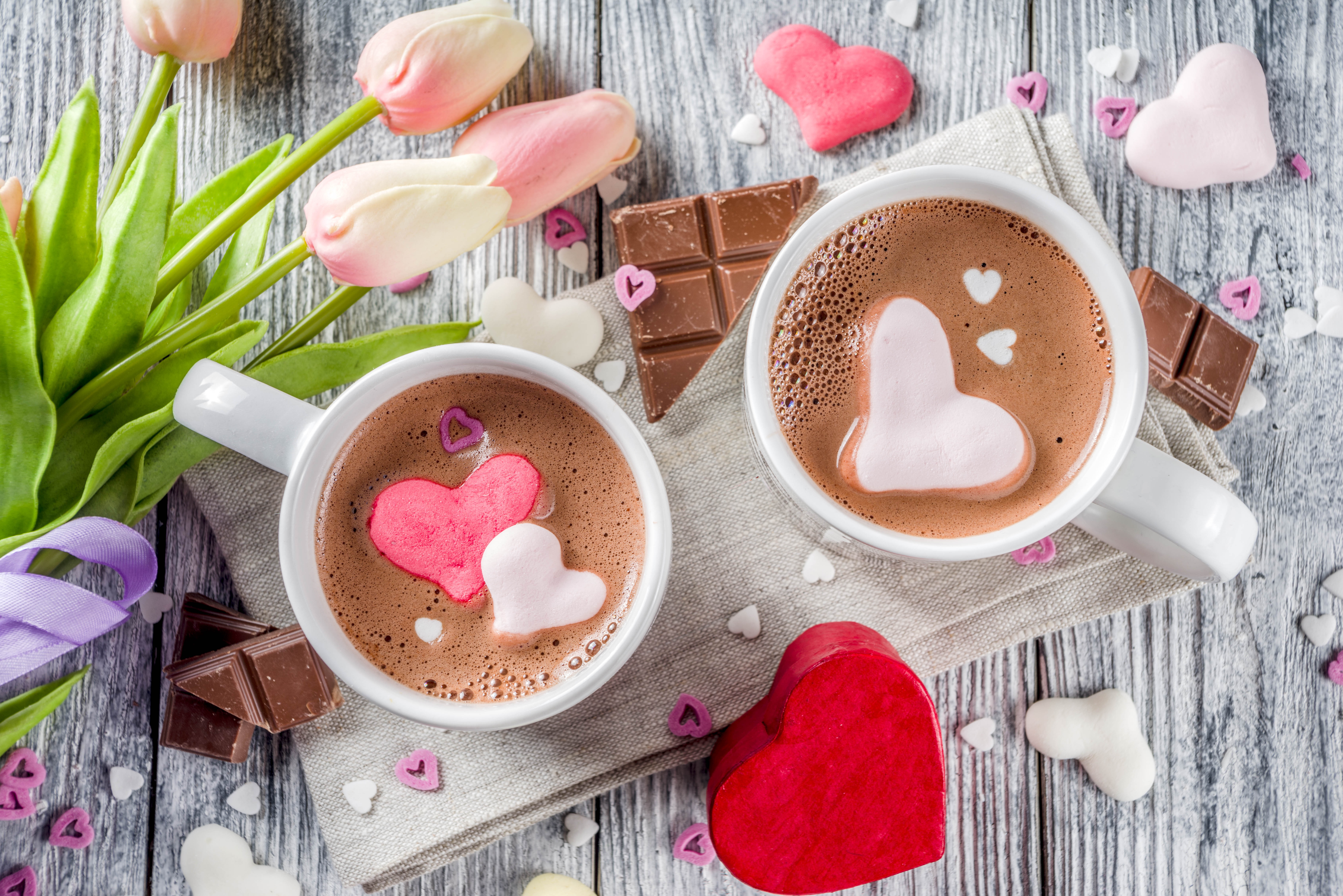 Download mobile wallpaper Food, Chocolate, Flower, Cup, Drink, Tulip, Hot Chocolate for free.