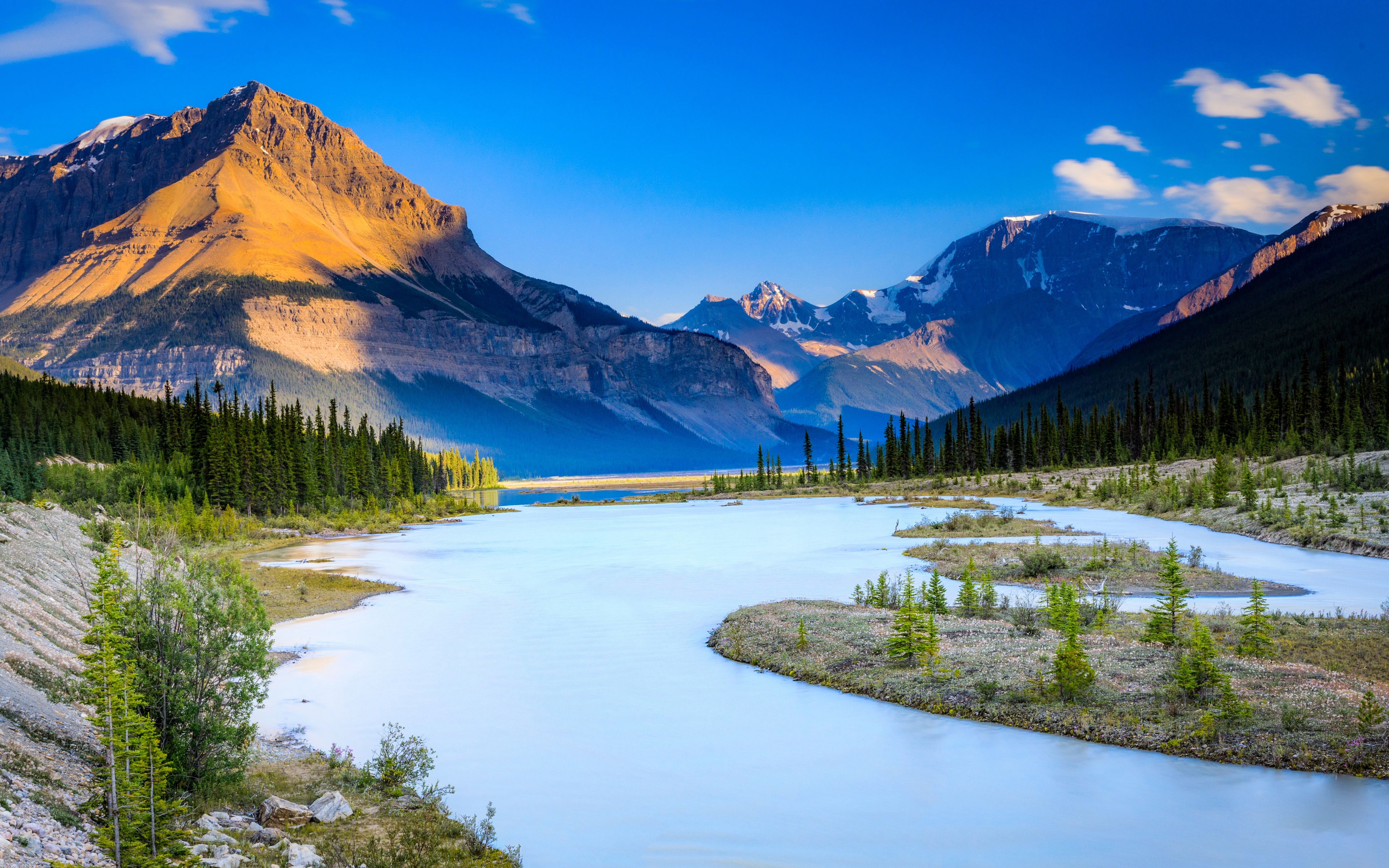Download mobile wallpaper Landscape, Nature, Sky, Mountain, Canada, Earth, River for free.
