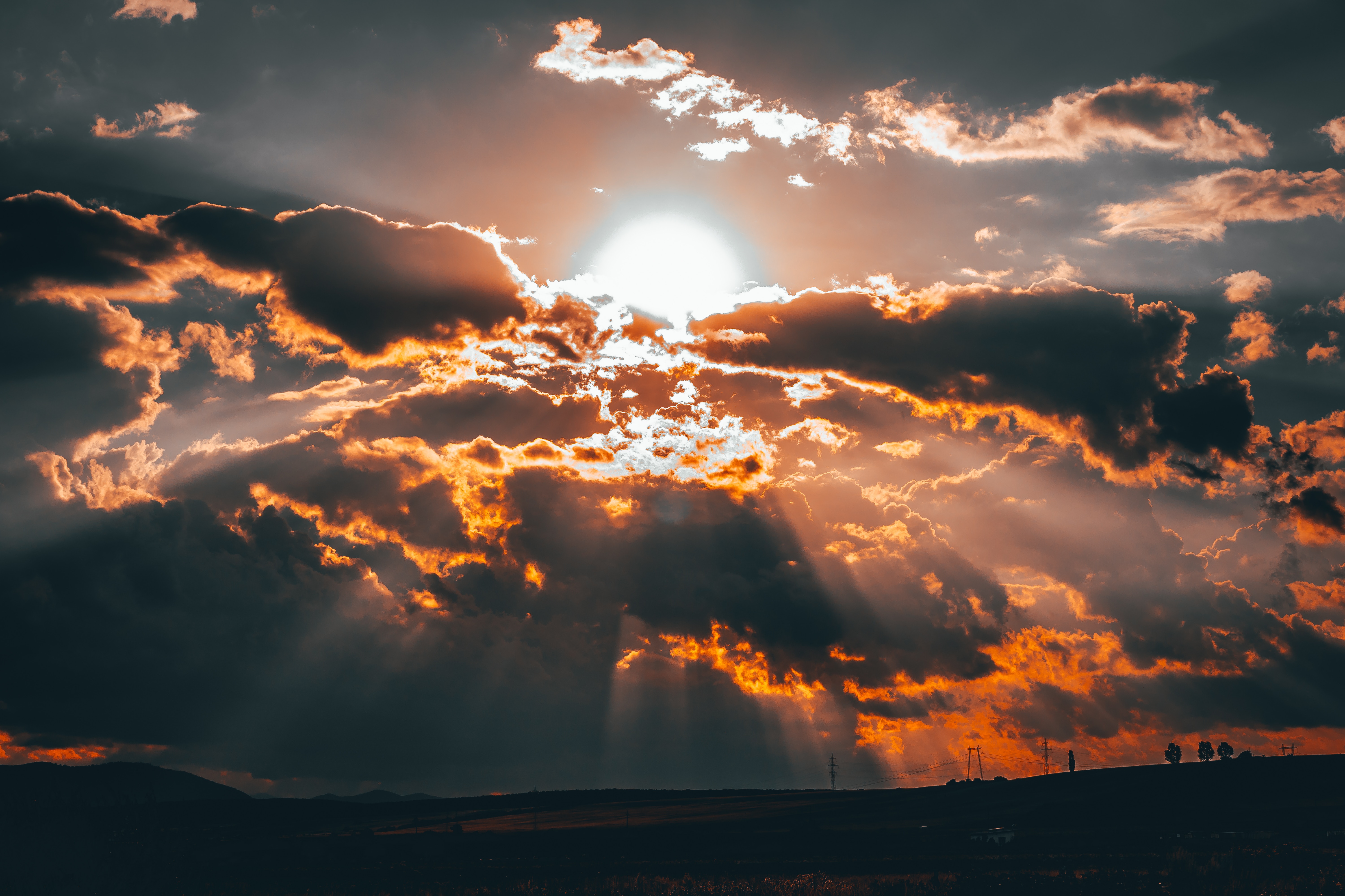 sunset, nature, sun, clouds, mainly cloudy, overcast Full HD