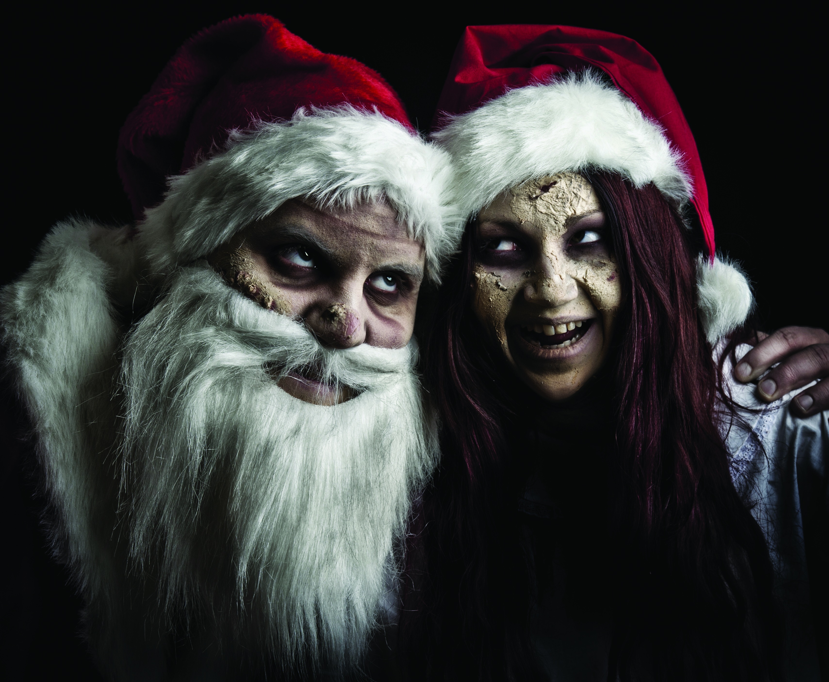 Download mobile wallpaper Dark, Christmas, Holiday, Creepy, Santa, Santa Hat for free.