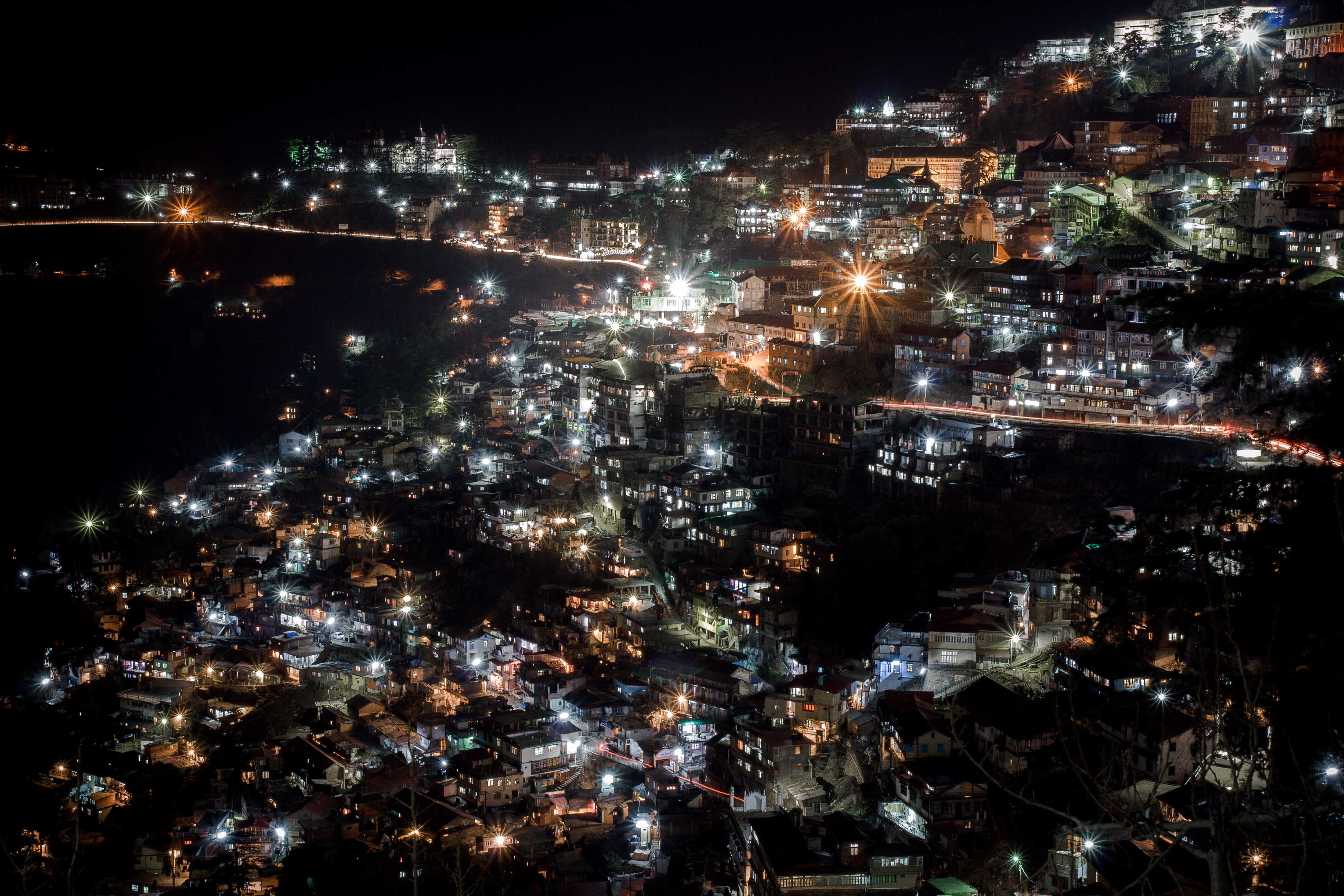 india, shimla manali, cities, night, city, city lights 1080p