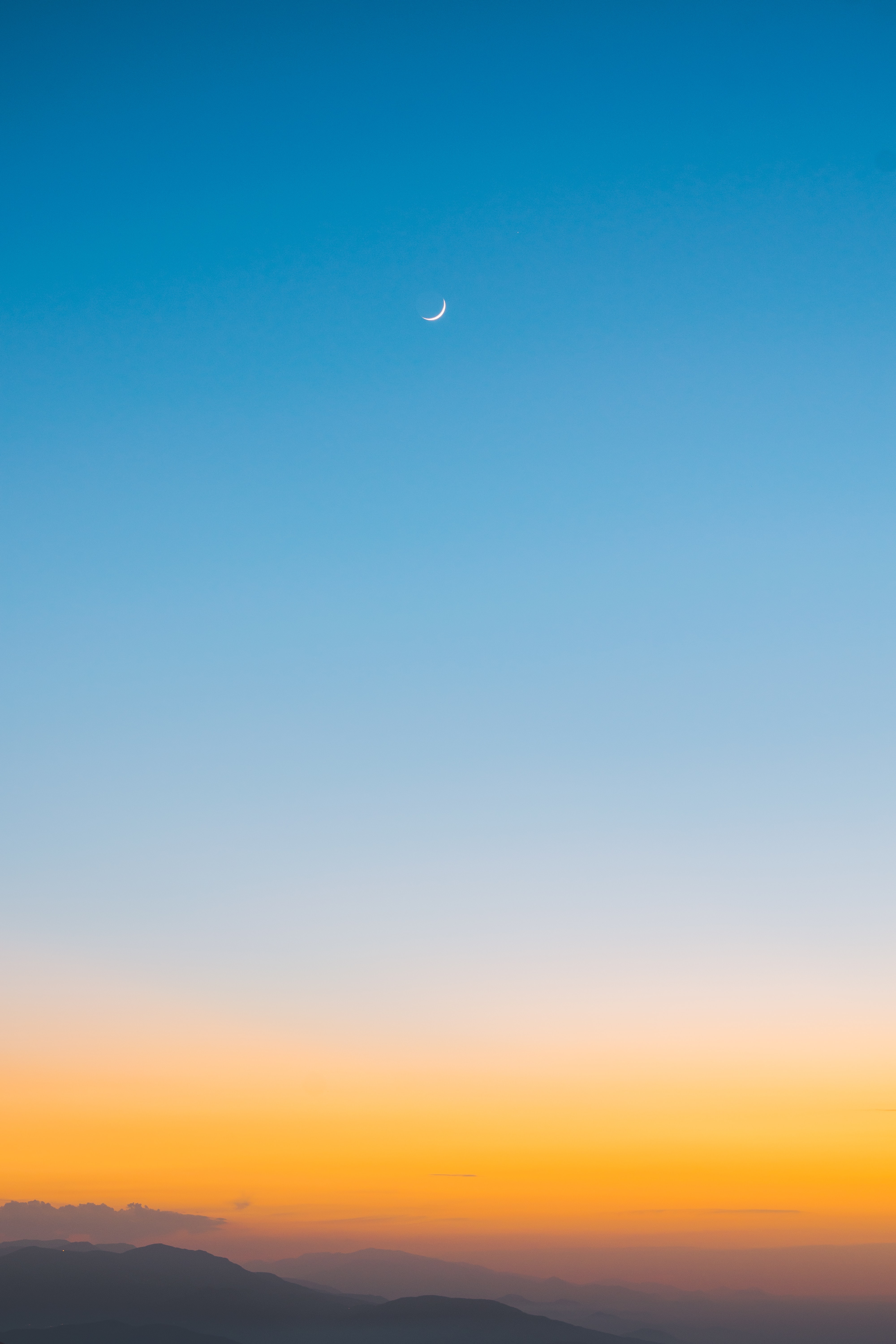Free download wallpaper Nature, Sunset, Mountains, Landscape, Moon on your PC desktop