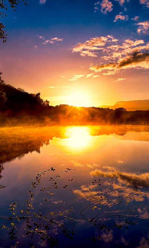 Download mobile wallpaper Nature, Lake, Reflection, Sunrise, Earth for free.