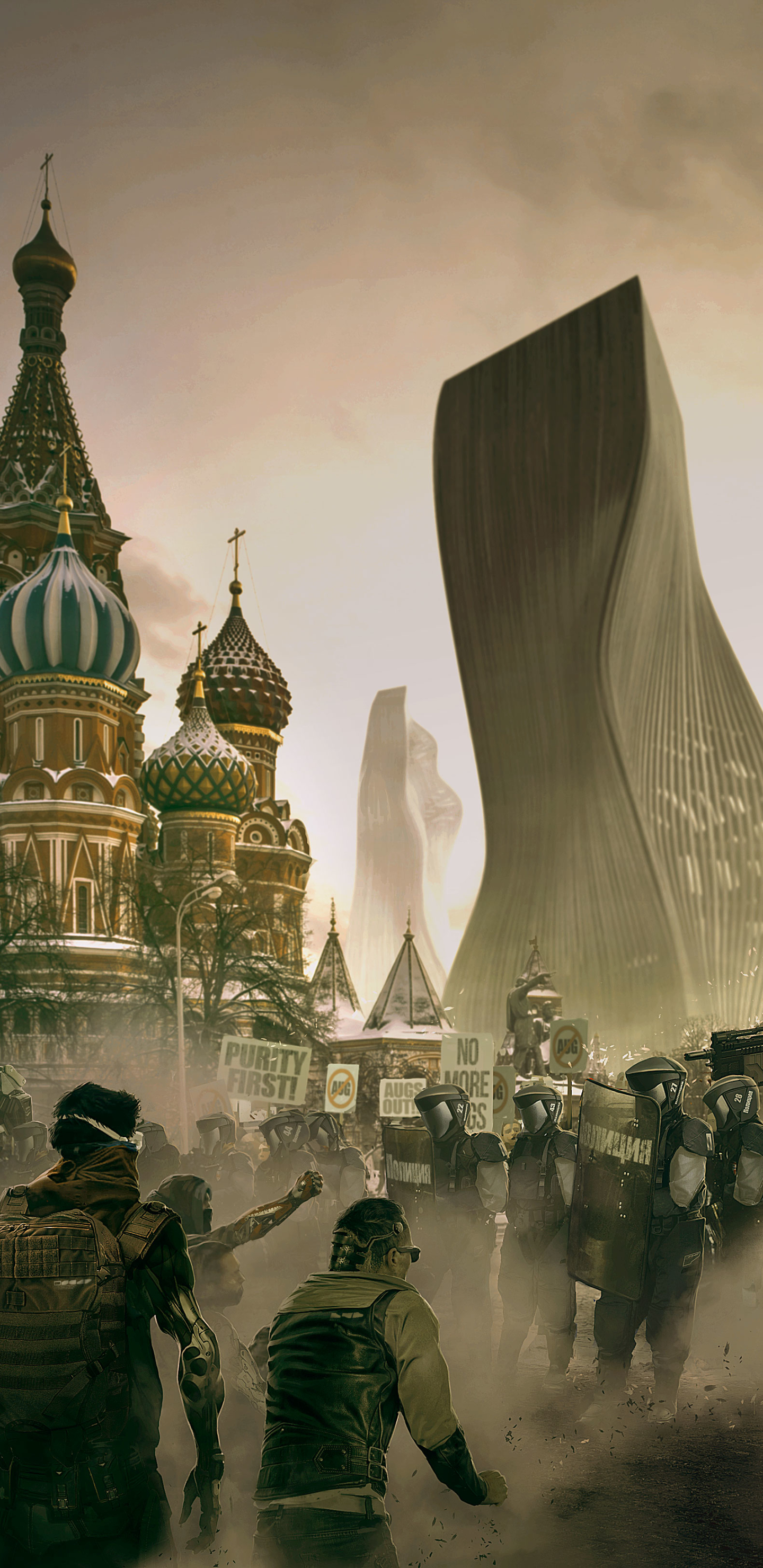 Скачать картинку Москва, Видеоигры, Бог Из, Deus Ex: Человечество Разделено в телефон бесплатно.