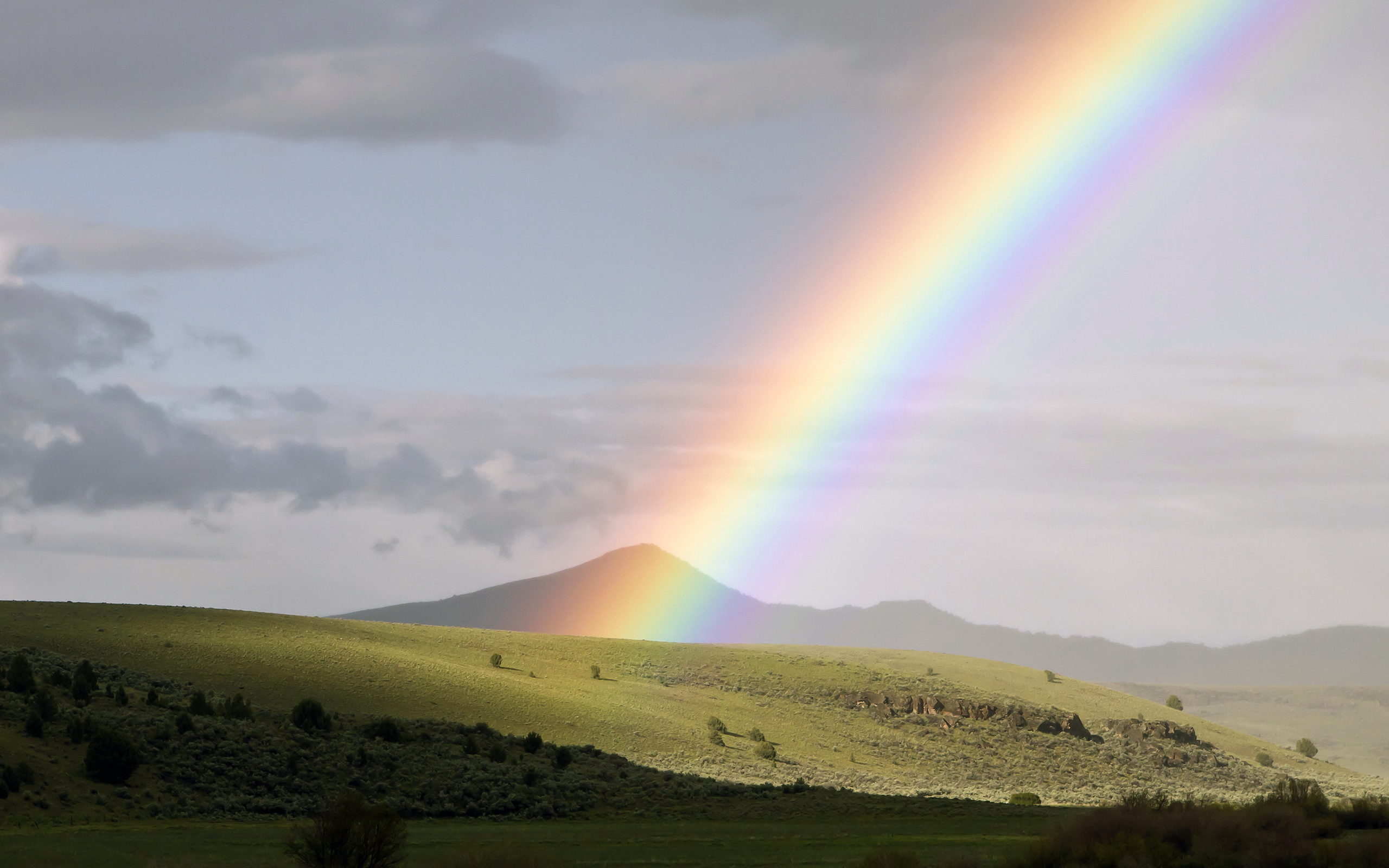 168570 descargar imagen tierra/naturaleza, arco iris, nube, colina, valle: fondos de pantalla y protectores de pantalla gratis
