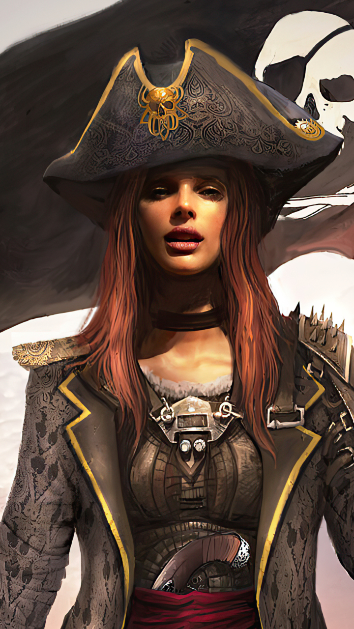 Descarga gratuita de fondo de pantalla para móvil de Fantasía, Sombrero, Pirata, Mujer Guerrera.