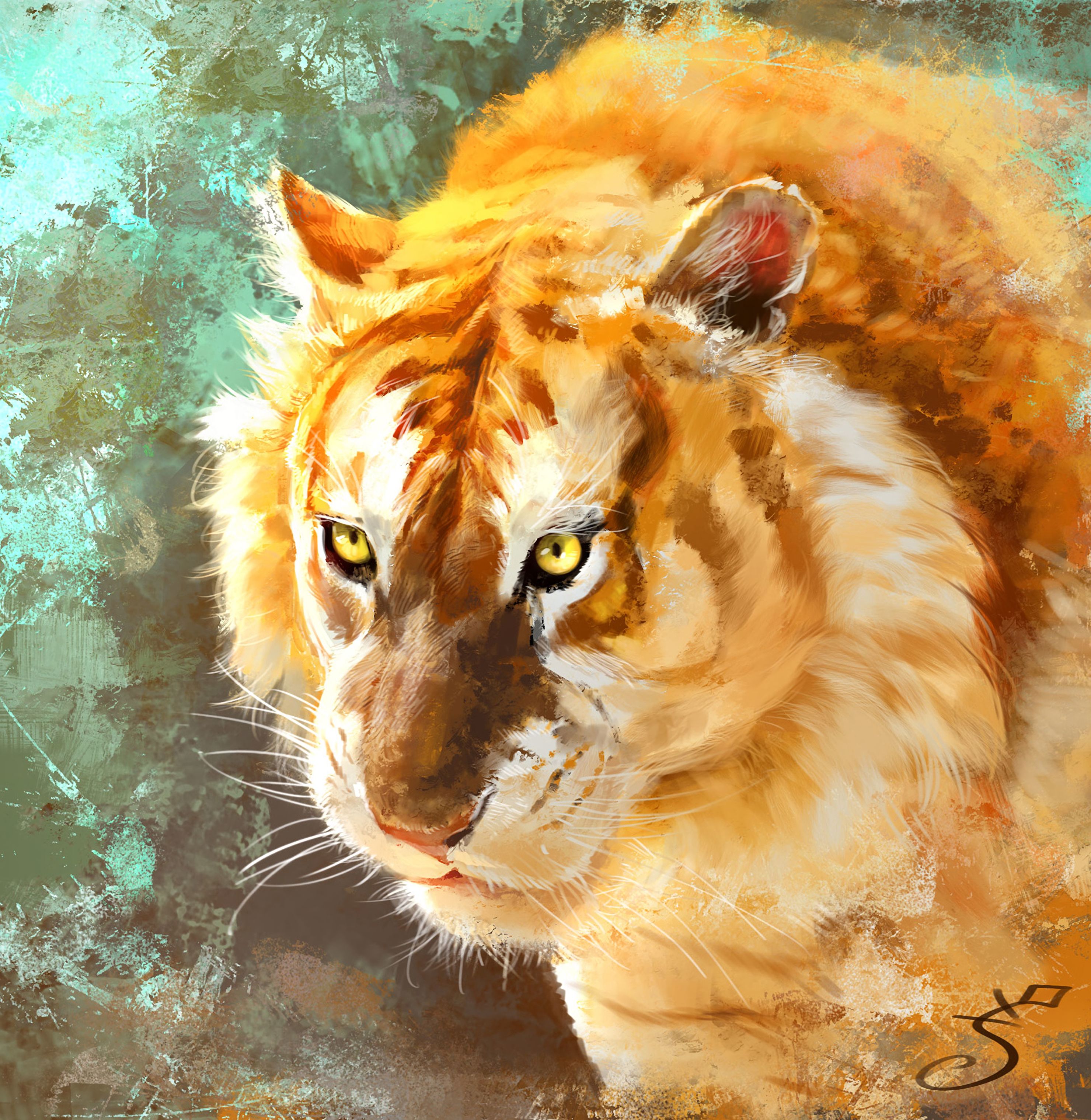Free download wallpaper Muzzle, Art, Predator, Big Cat, Tiger on your PC desktop