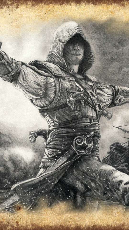 Handy-Wallpaper Zeichnung, Wrack, Pirat, Computerspiele, Assassin's Creed, Überzeugung Eines Attentäters, Assassin's Creed Iv: Black Flag, Eduard Kenway kostenlos herunterladen.