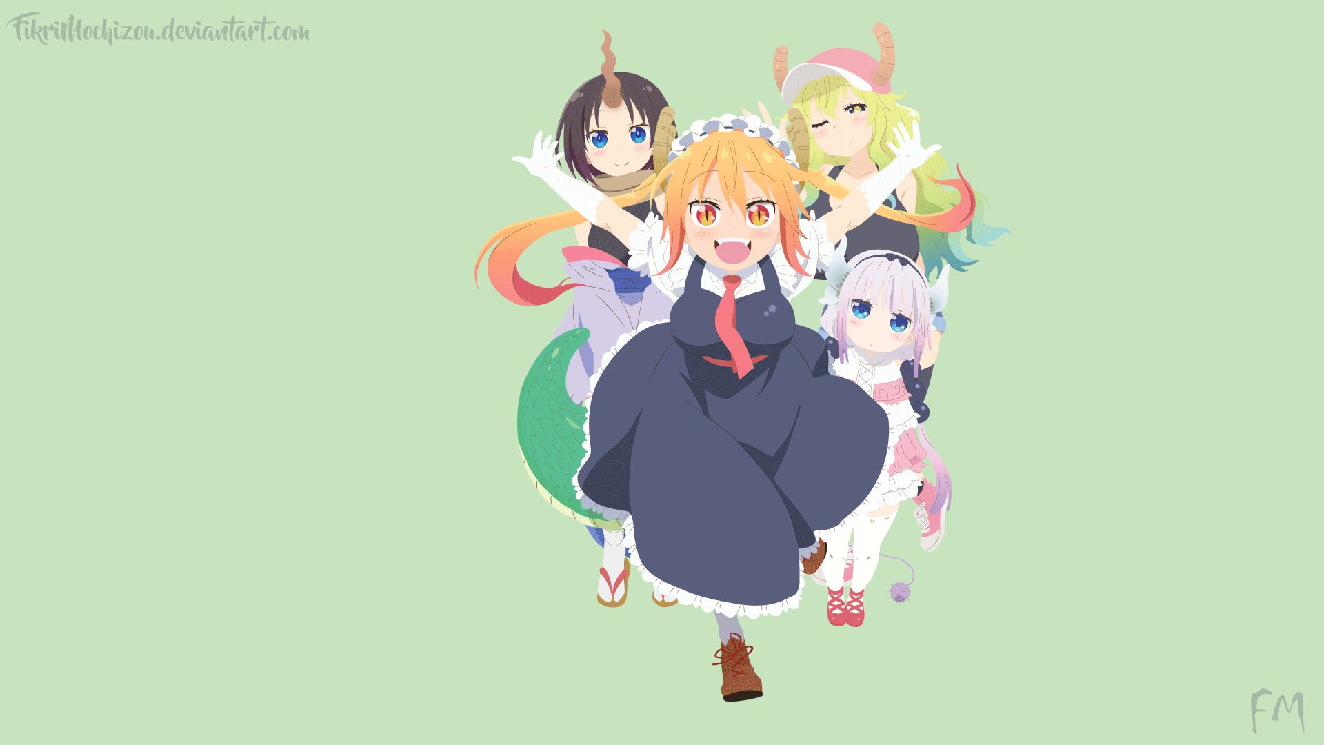 anime, miss kobayashi's dragon maid, elma (miss kobayashi's dragon maid), kanna kamui, quetzalcoatl (miss kobayashi's dragon maid), tohru (miss kobayashi's dragon maid)