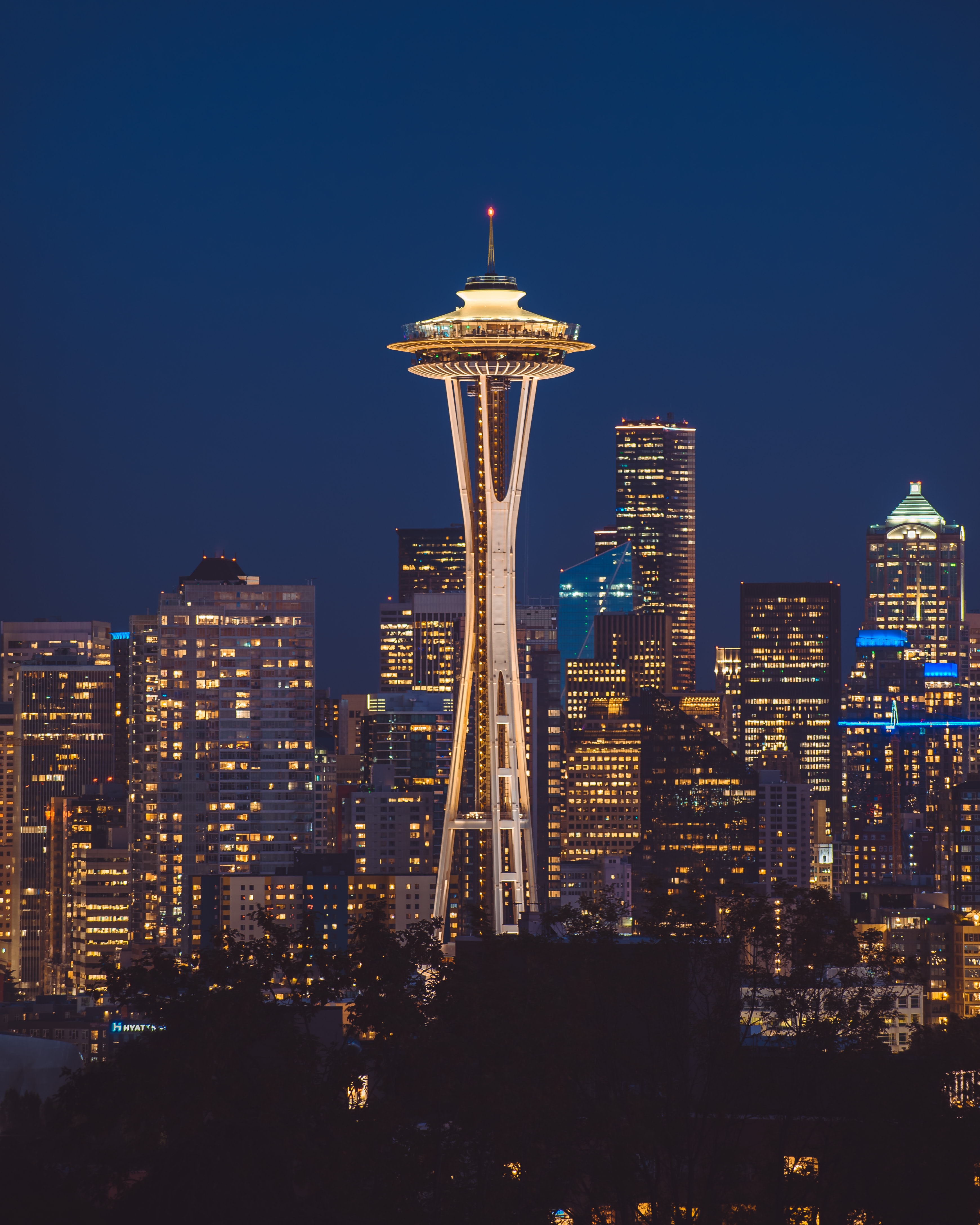 tower, night city, architecture, cities, usa, building, skyscrapers, united states, seattle