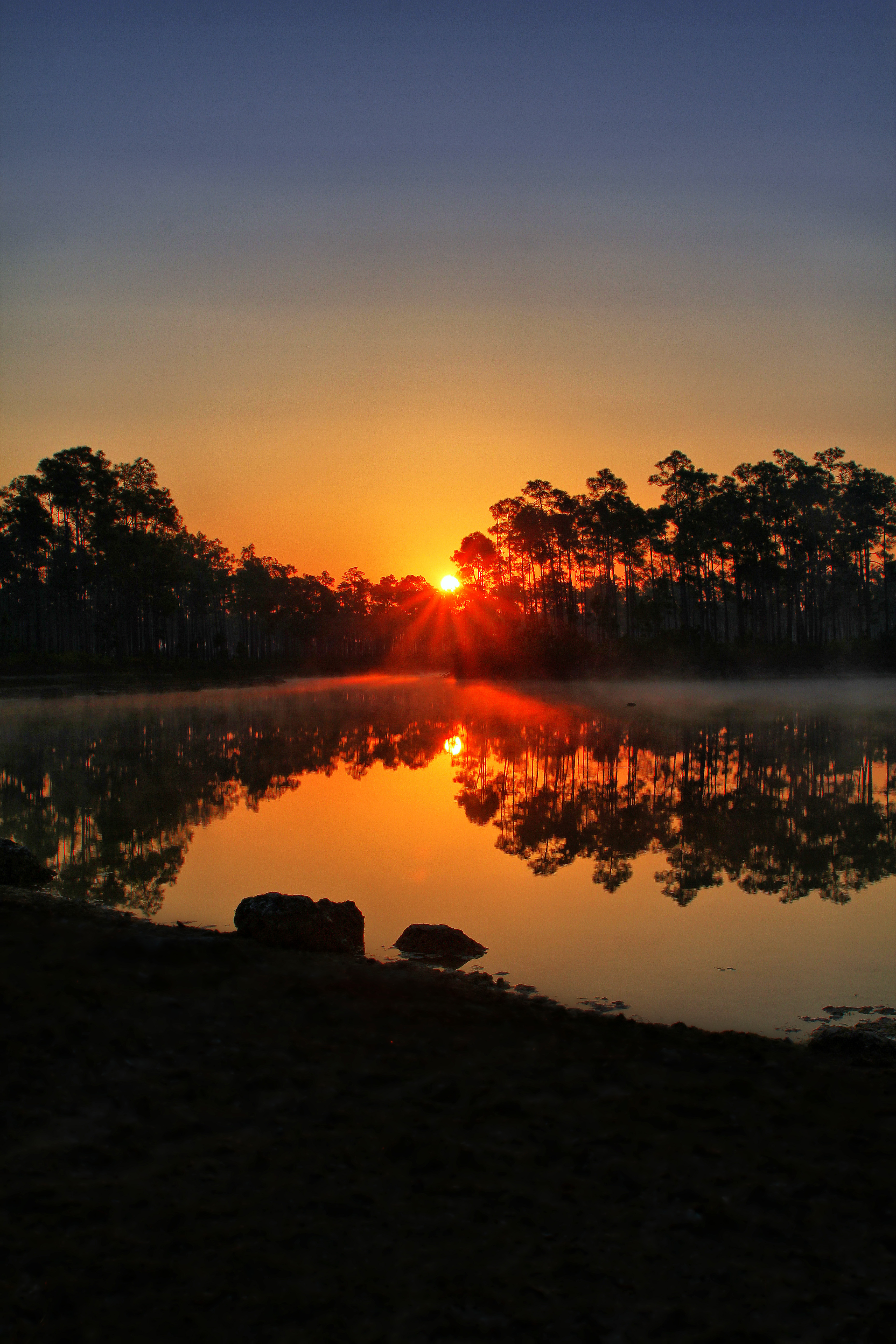 Download mobile wallpaper Beams, Lake, Rays, Trees, Sunset, Nature, Florida for free.