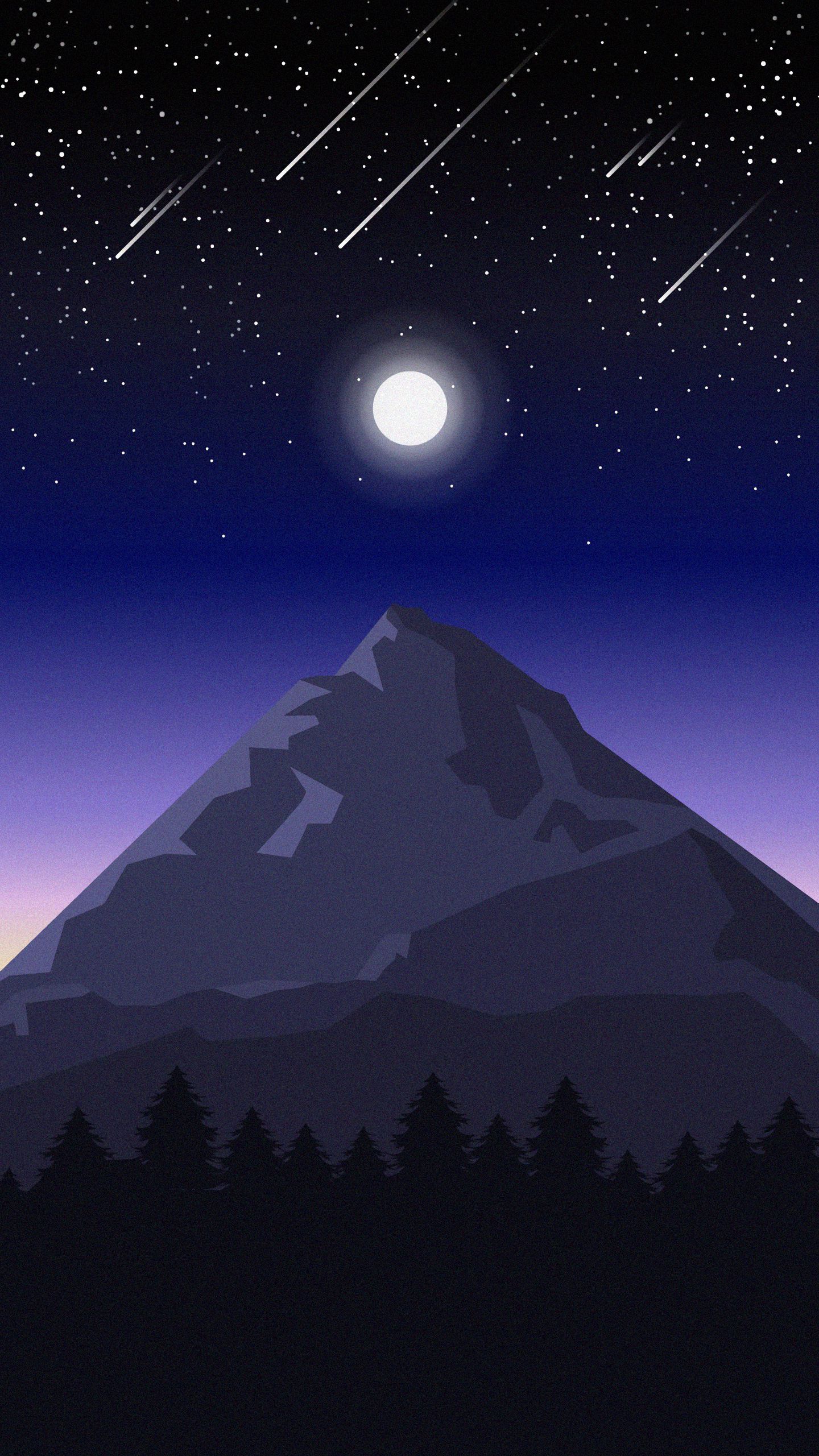 vector, art, landscape, night, mountain Smartphone Background