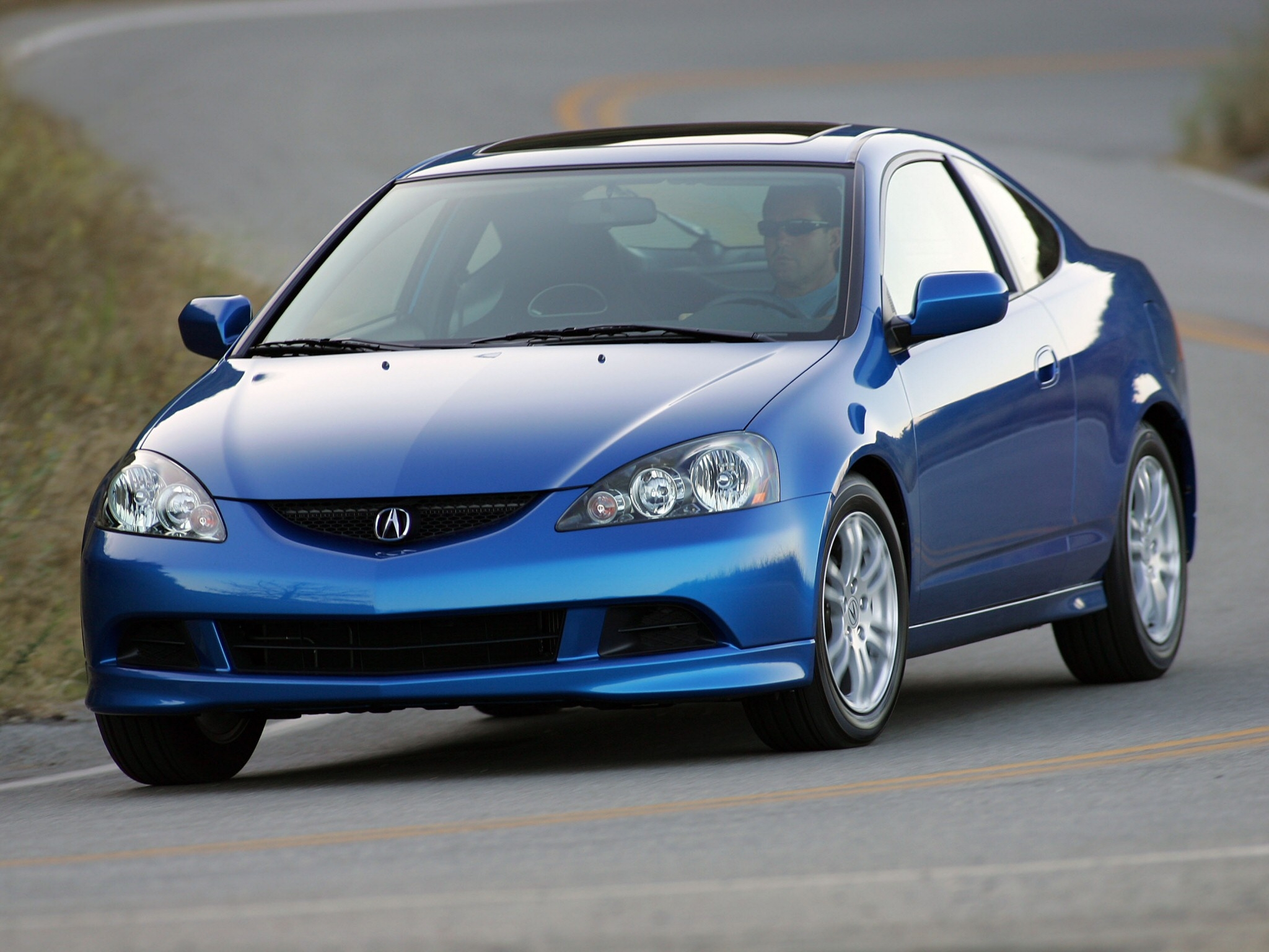 Download PC Wallpaper auto, acura, cars, blue, road, front view, style, rsx, 2005, akura